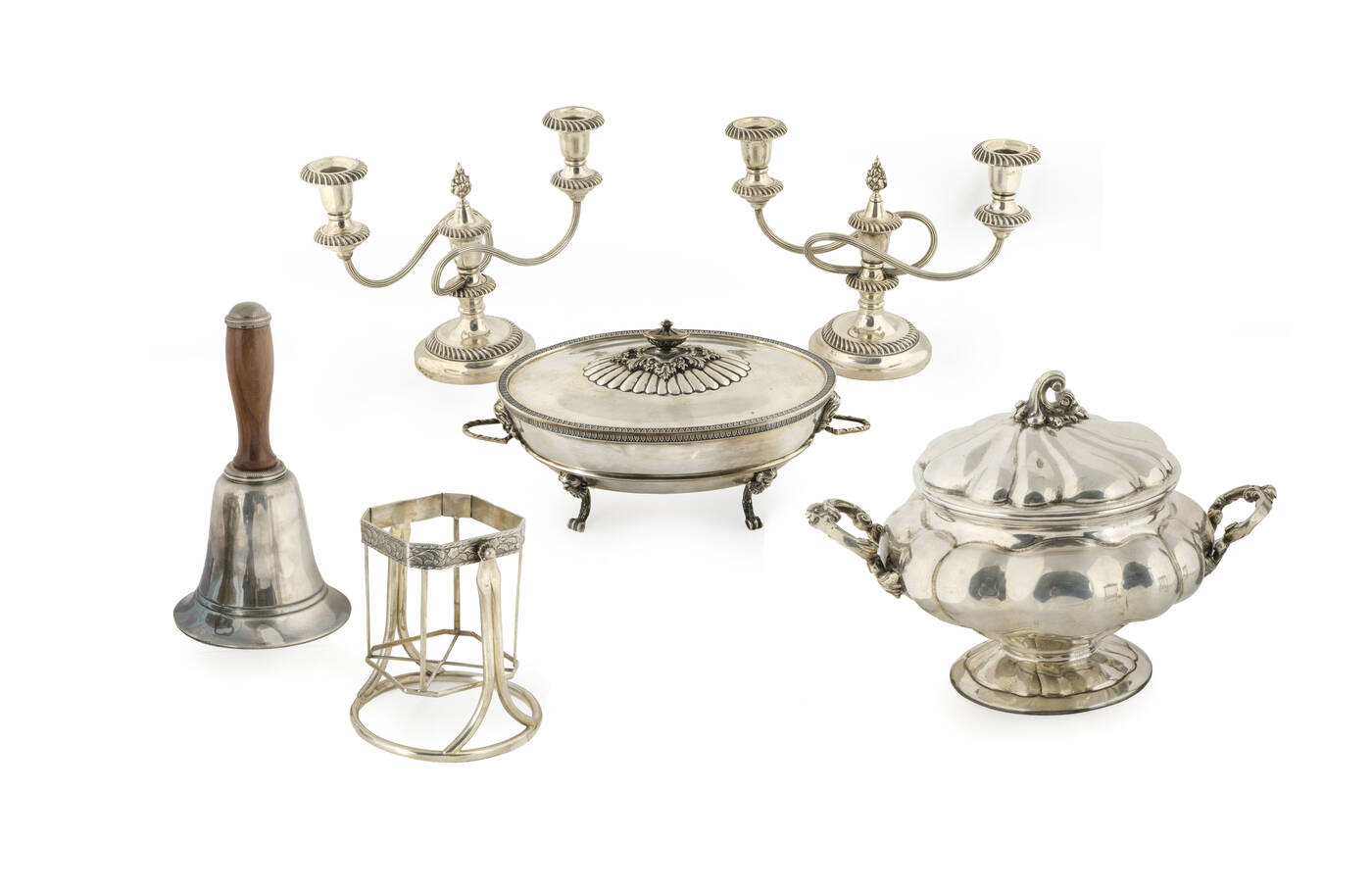 LOTTO DI SEI OGGETTI IN ARGENTO