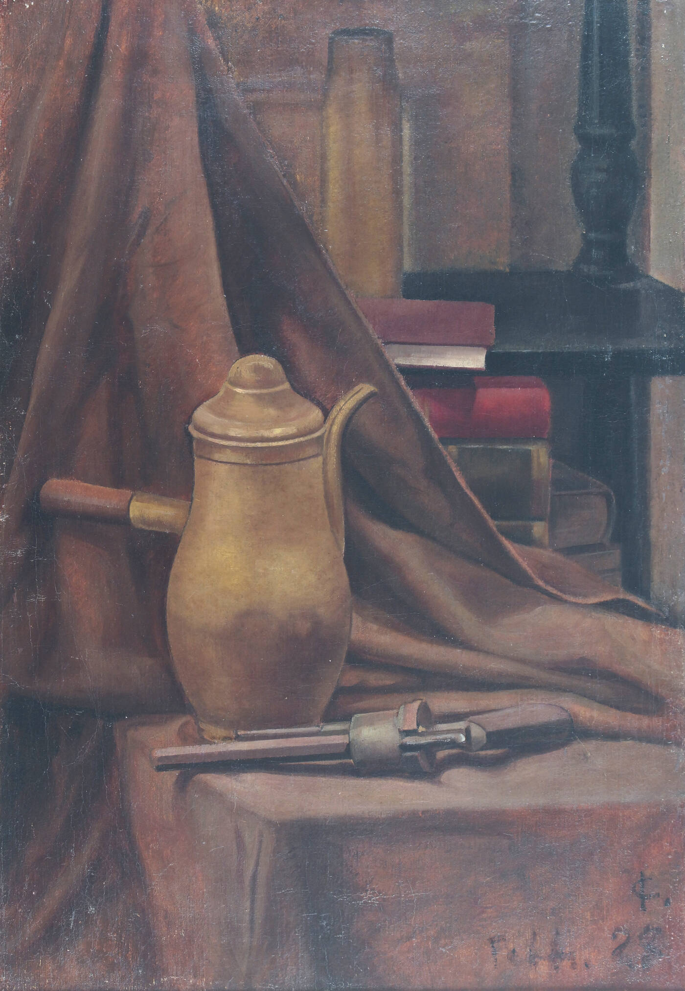 ITALO CREMONA - 'Composizione con caffettiera' febbraio 1927<br>(al retro: 'Studio per paesaggio urbano')