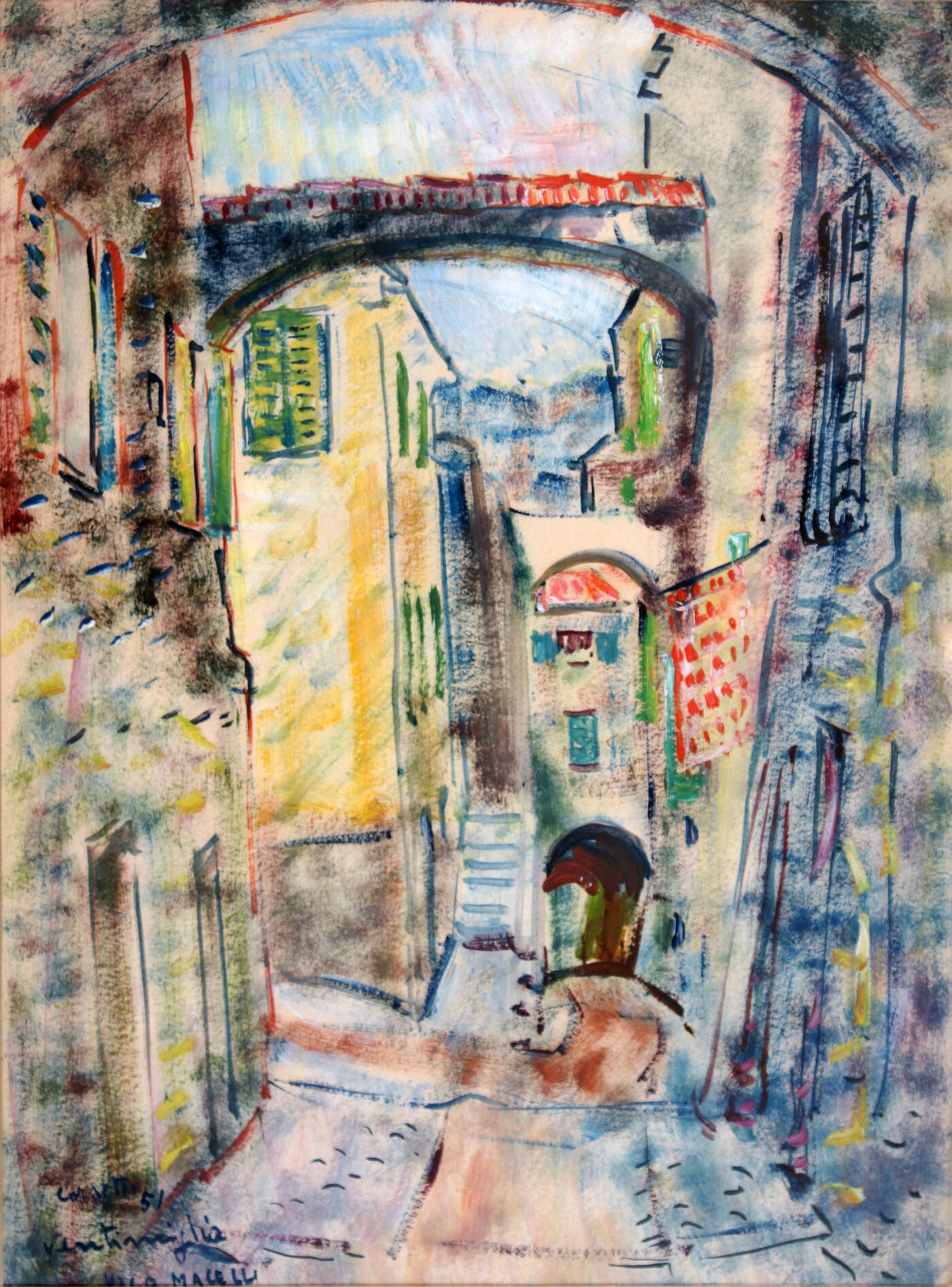 ATTILIO CORSETTI - 'Ventimiglia - Vico Macelli' 1951