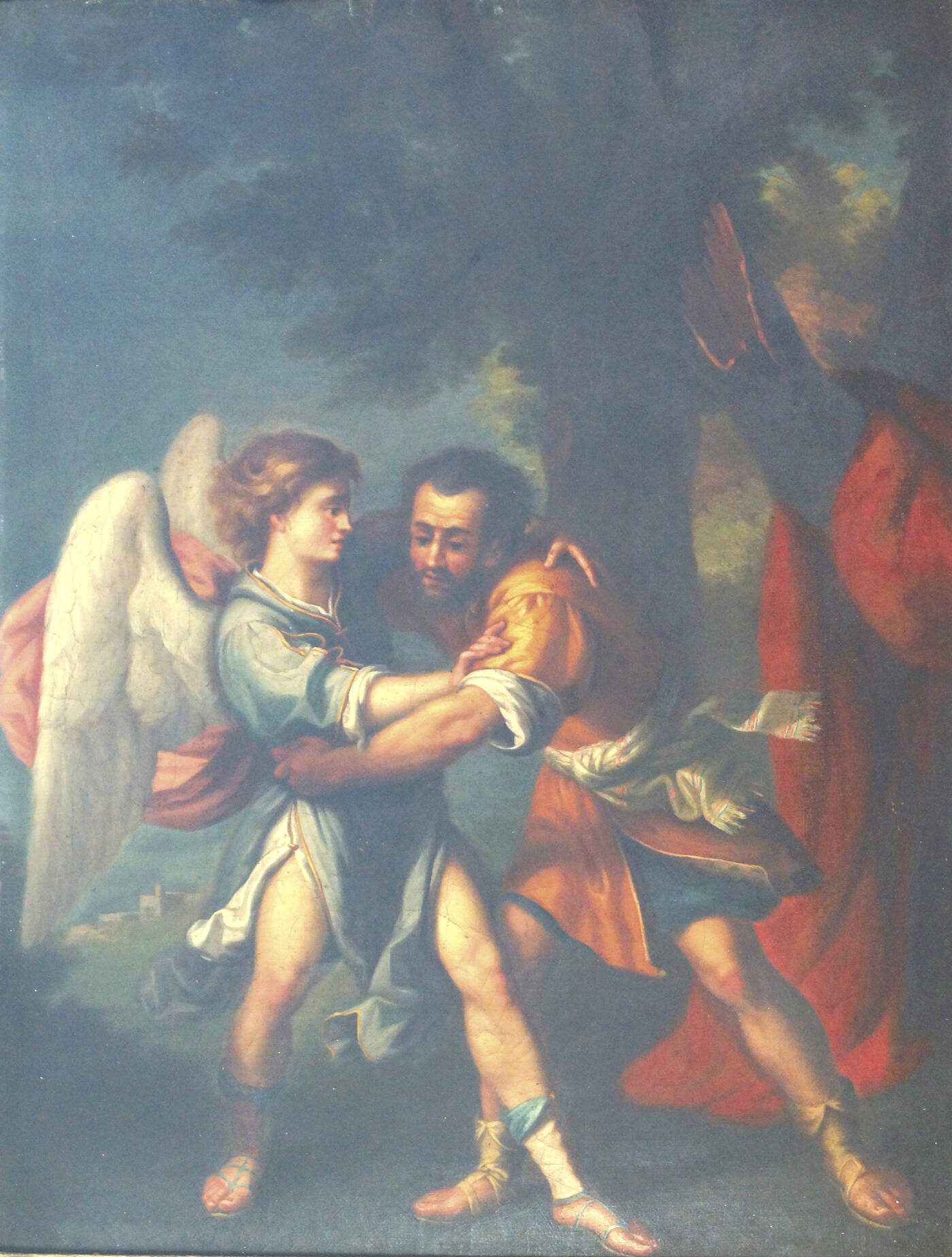 PITTORE ANONIMO - 'La lotta di Giacobbe con l'Angelo di Dio'