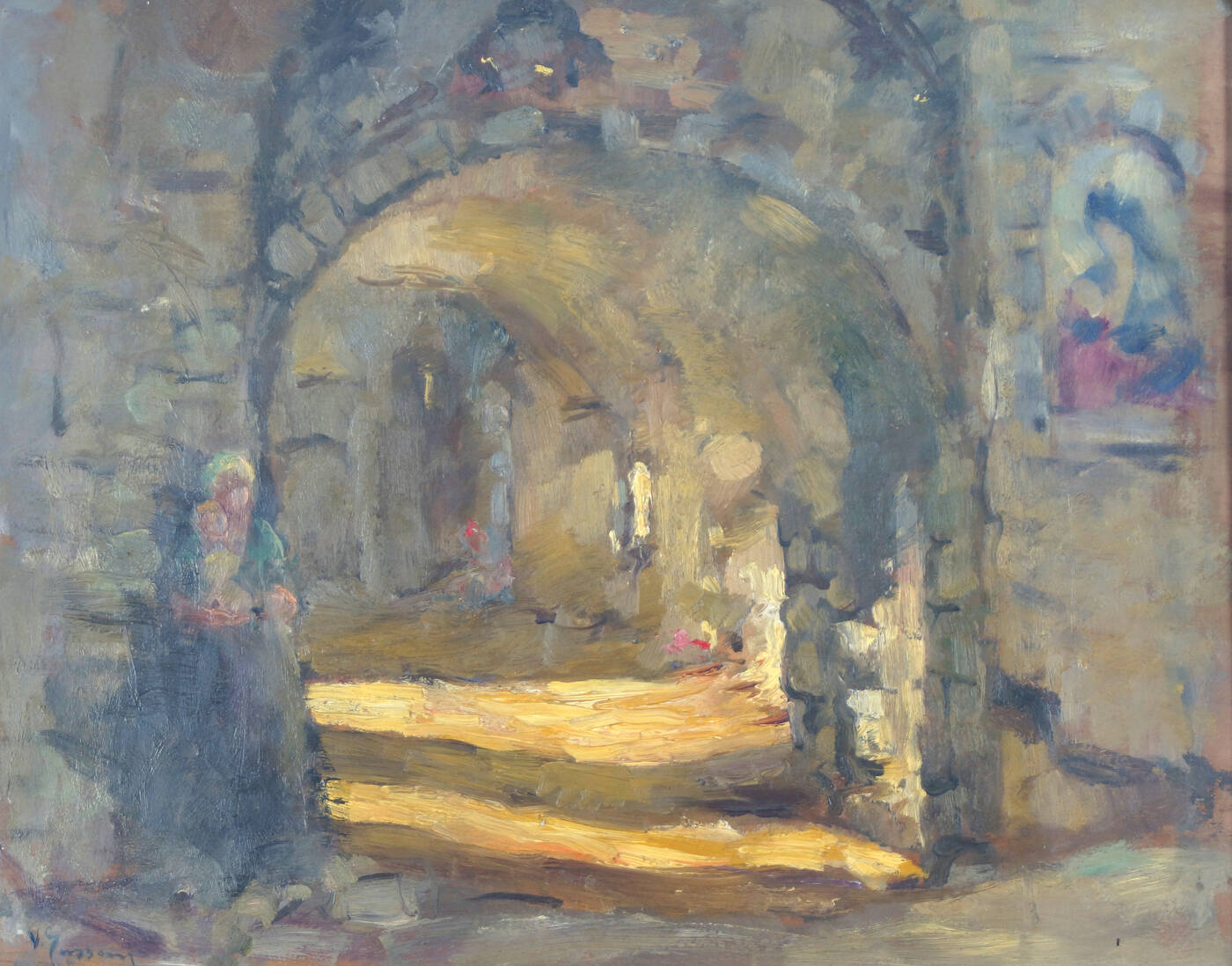 VITTORIO GUSSONI - 'Portico con figure'