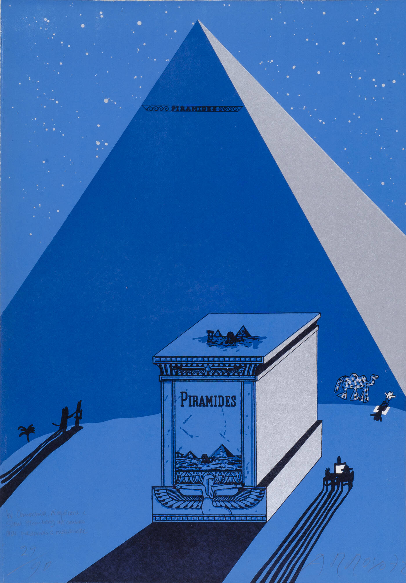 EDUARDO ARROYO - 'W. Churchill, Napoleone e Sam Steinberg all'ombra delle piramidi a mezzanotte' 1972