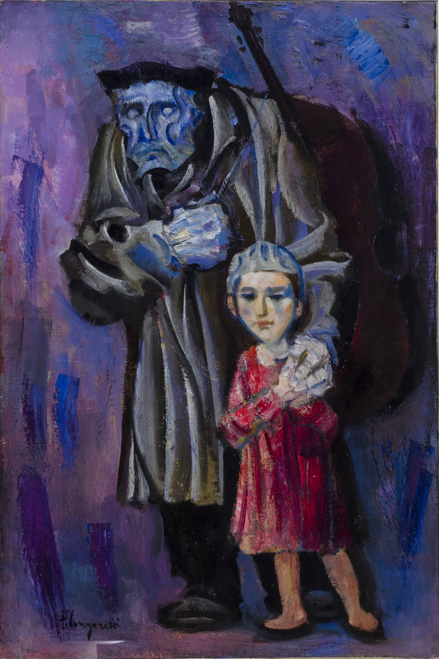 TRENTO LONGARETTI - 'Vecchio mendicante con bambino' 1988