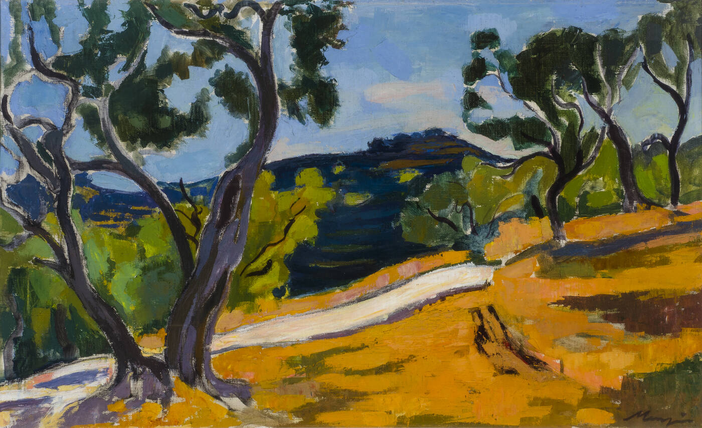 FRANCESCO MENZIO - 'Paesaggio con alberi' 1955