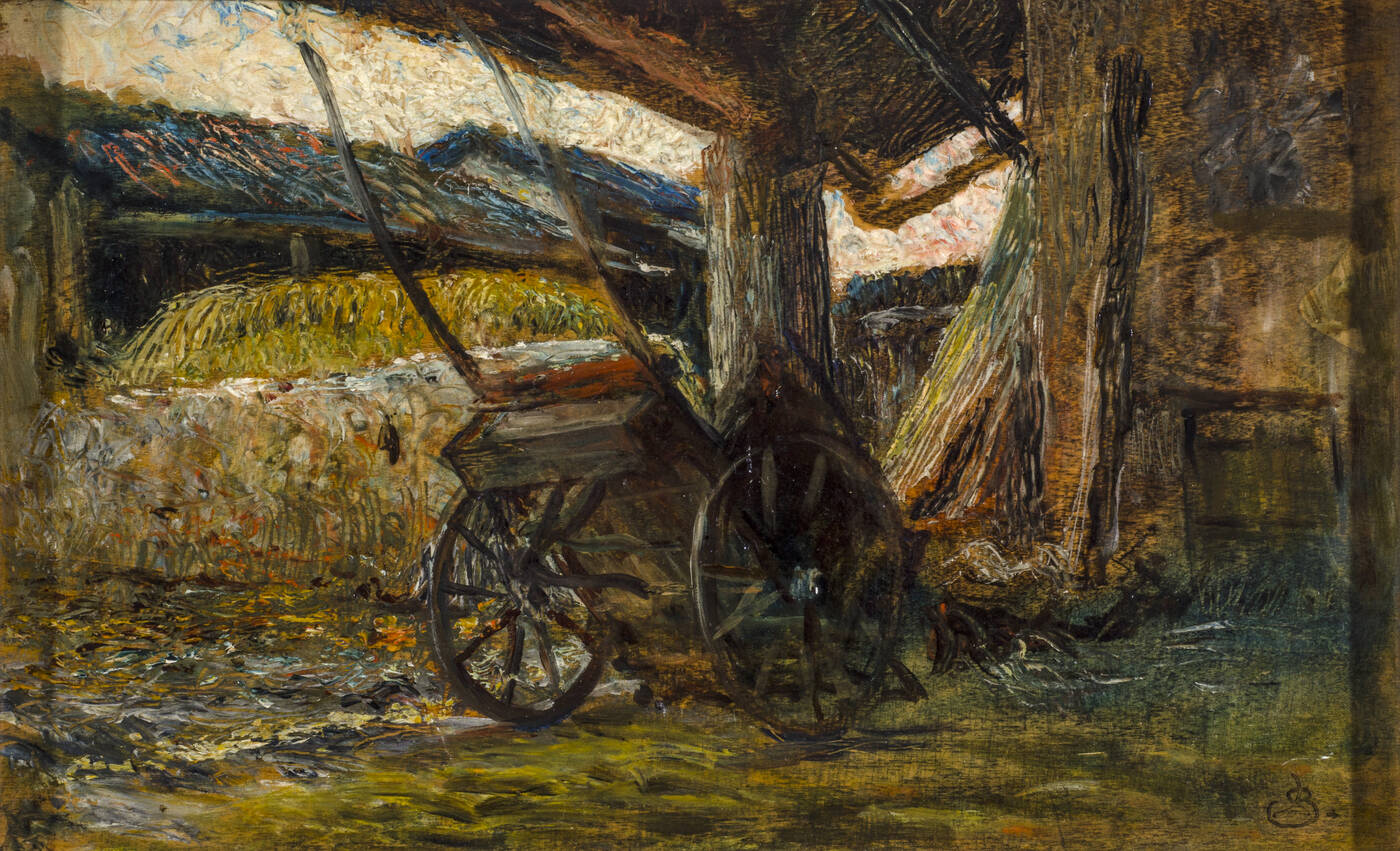 LEONARDO BISTOLFI - 'Stalla con carretto'