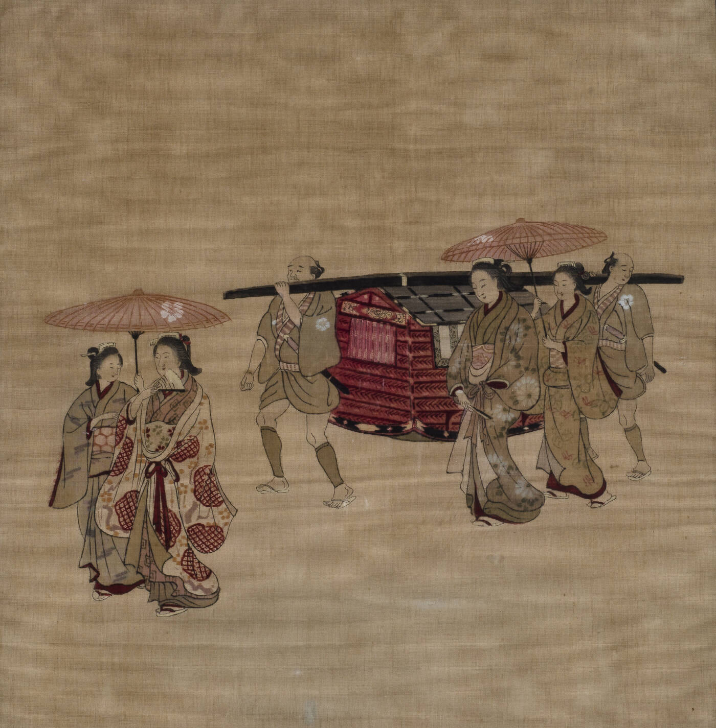 DIPINTO ORIENTALE - 'Geishe e corteo'