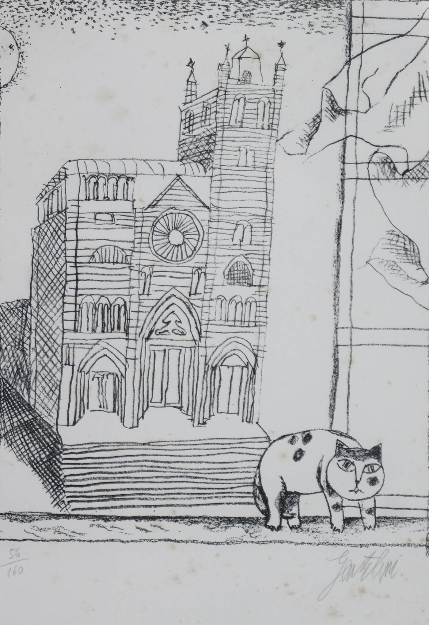FRANCO GENTILINI - 'Cattedrale con gatto'
