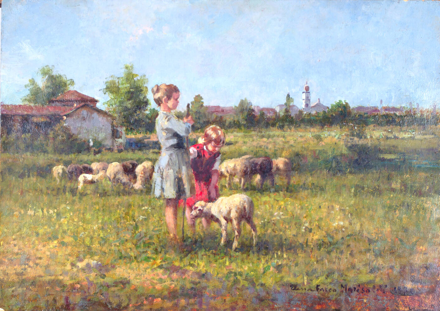 ELENA MARISALDI FALCO - 'Pastorelle con gregge' 1972