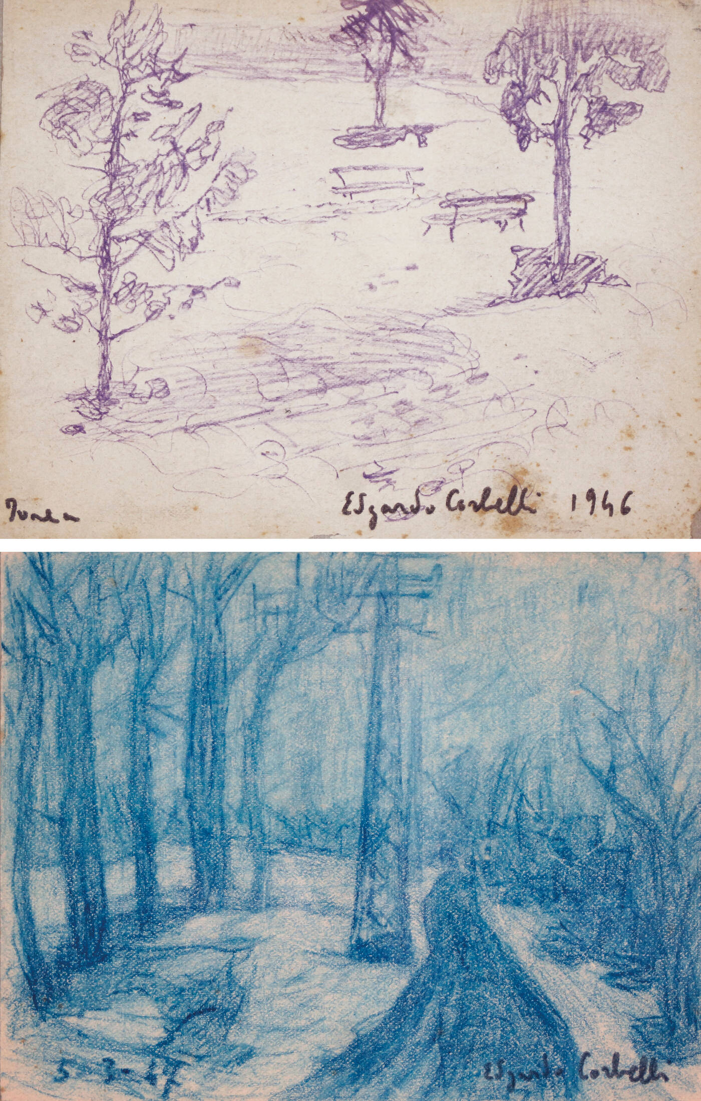 EDGARDO CORBELLI - Coppia di disegni