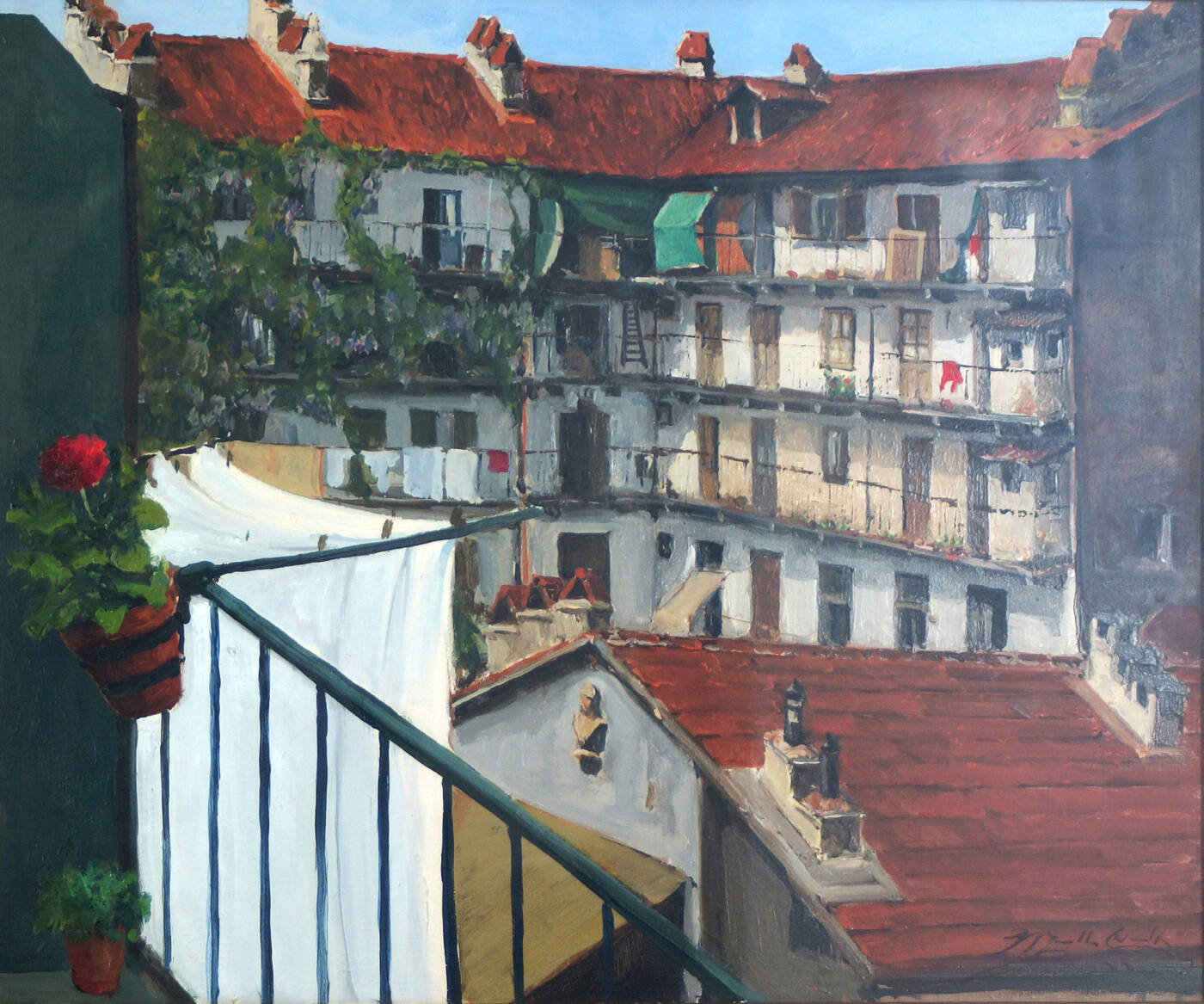 PITTORE NON IDENTIFICATO - 'Veduta dal ballatoio'