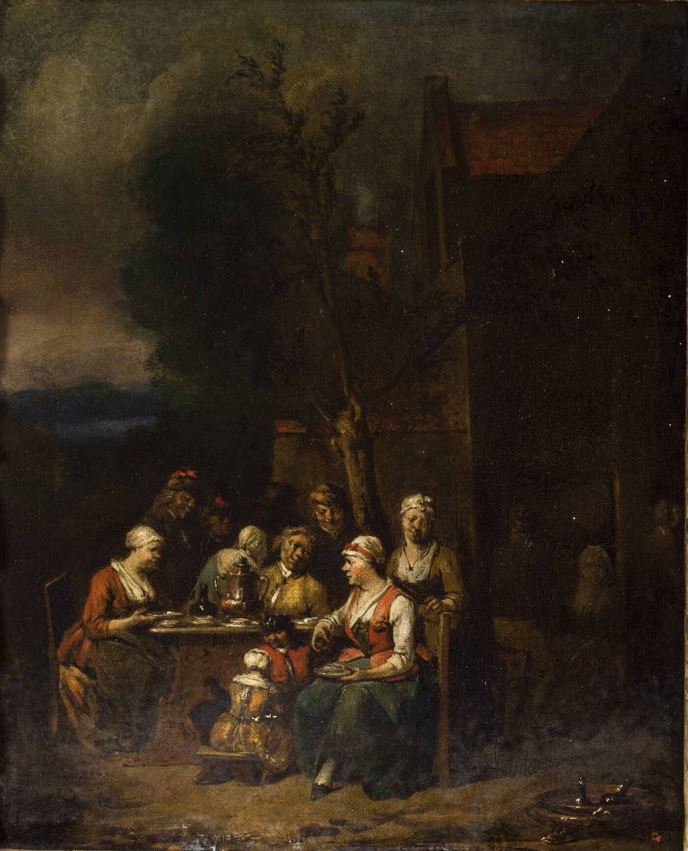 JEAN BAPTIST LAMBRECHTS - 'Colazione all'aperto' 1710 ca