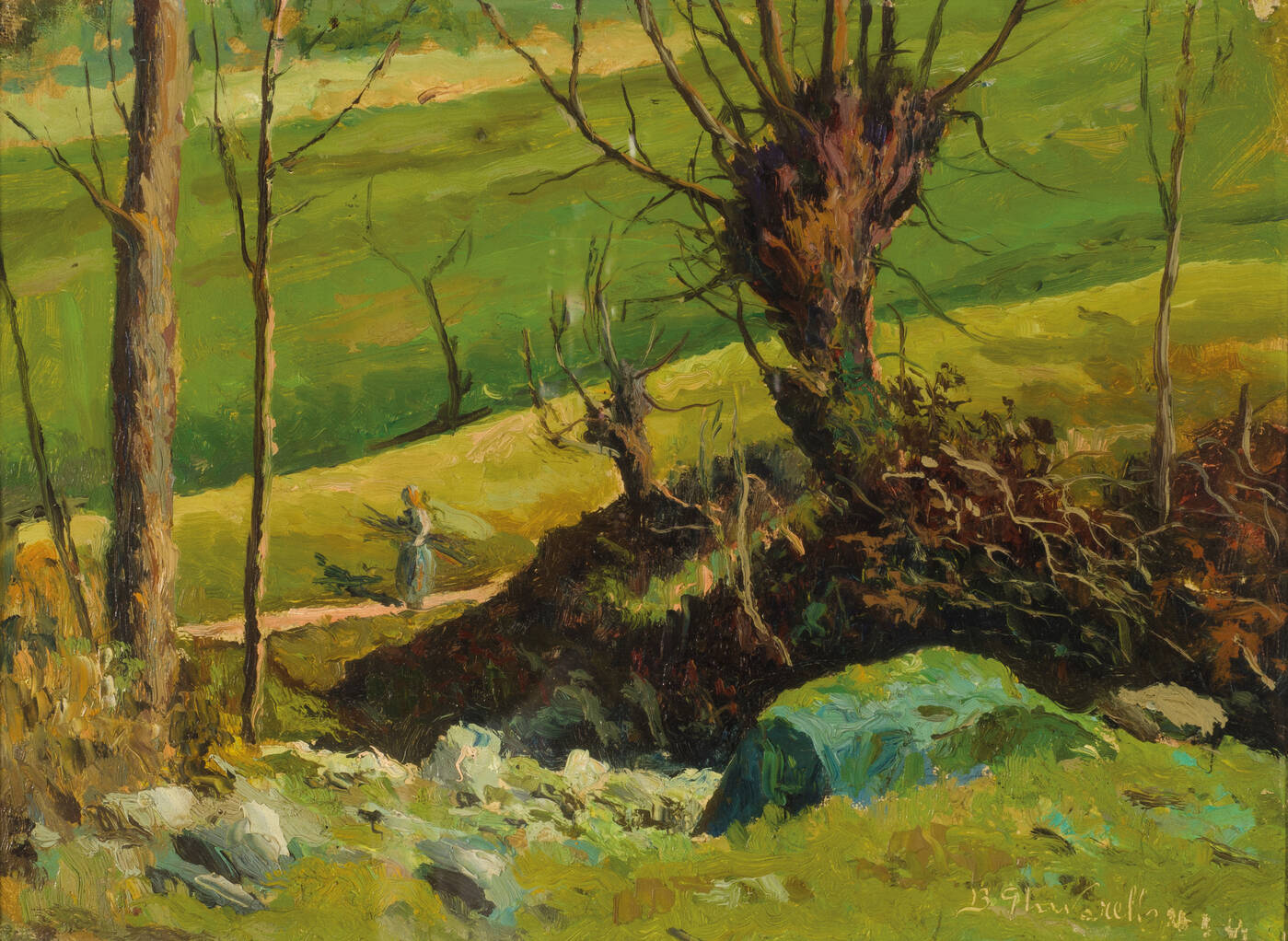 BENEDETTO GHIVARELLO - 'Mattino di marzo nel rio della valle San Martino (collina torinese) ' 1944