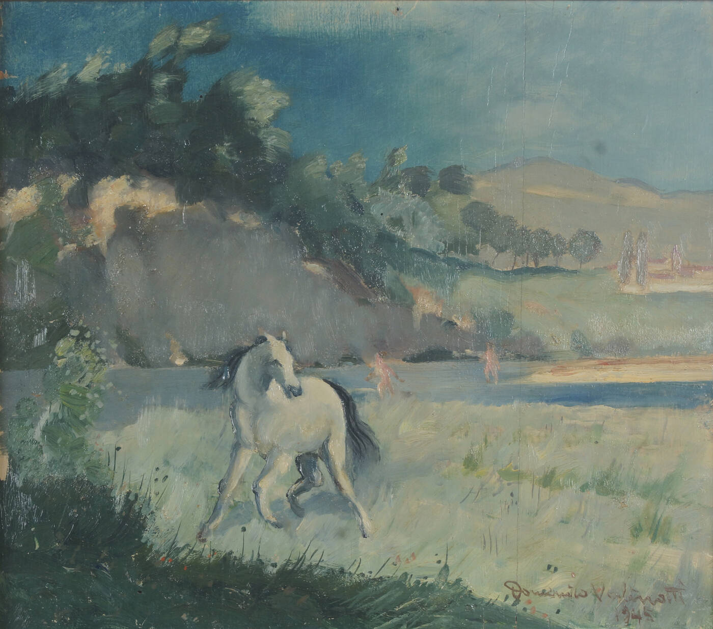 DOMENICO VALINOTTI - 'Cavallo bianco nel paesaggio' 1945