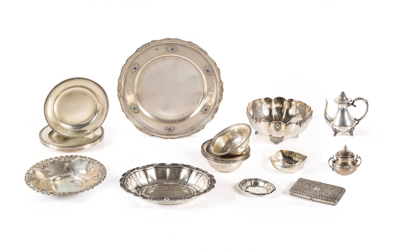 LOTTO DI VENTICINQUE OGGETTI IN ARGENTO