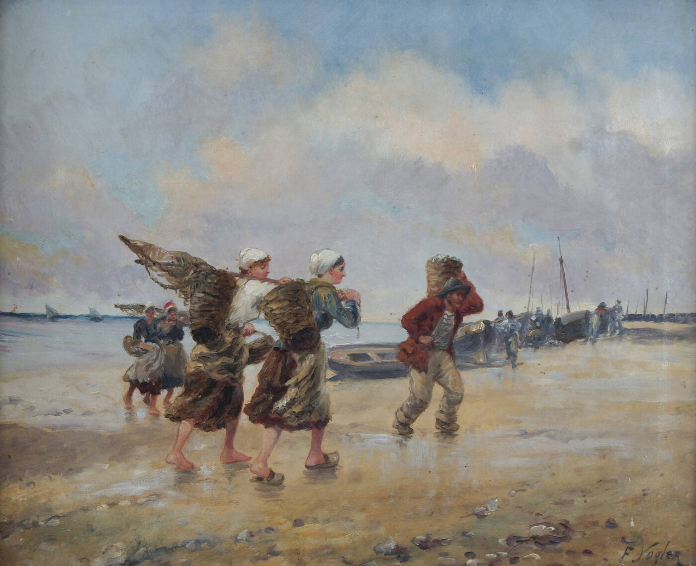 VOGLER F.  - 'Pescatori a riva'