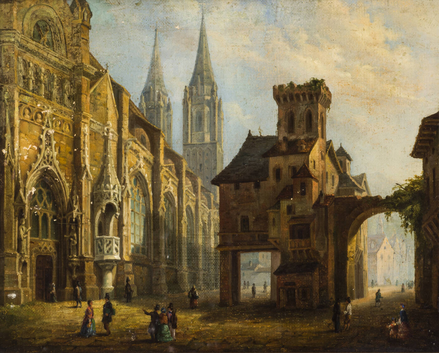 DAUZATS ADRIEN (attribuito) - 'Veduta di cattedrale'