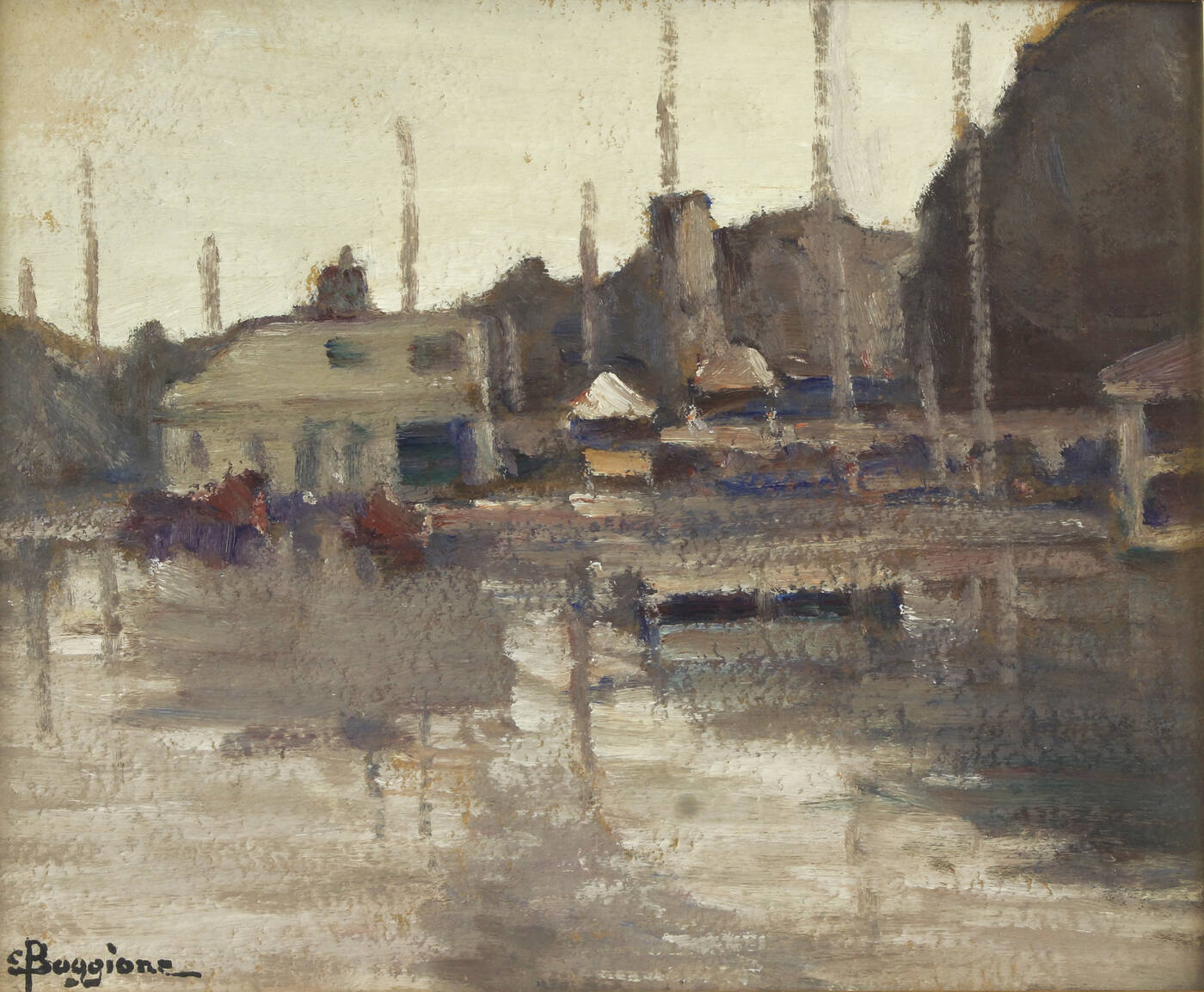 ENRICO BOGGIONE - 'Il laghetto di Battersea Park - Londra' 1970