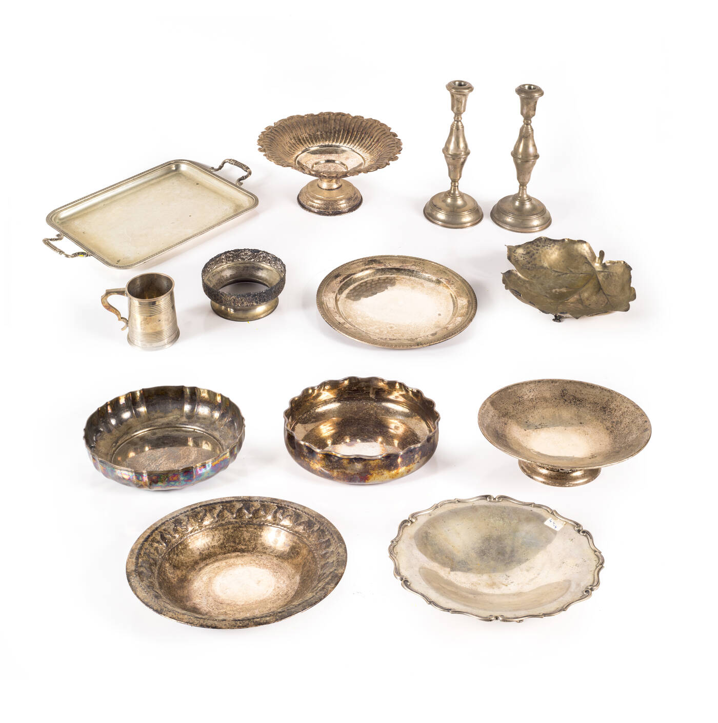 LOTTO DI TREDICI OGGETTI IN ARGENTO
