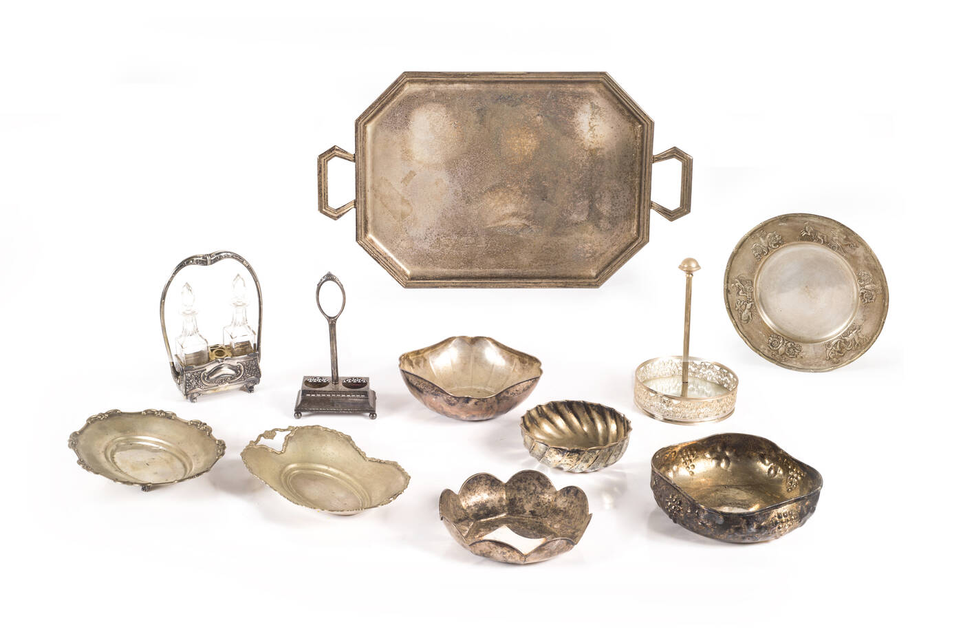 LOTTO DI UNDICI OGGETTI IN ARGENTO