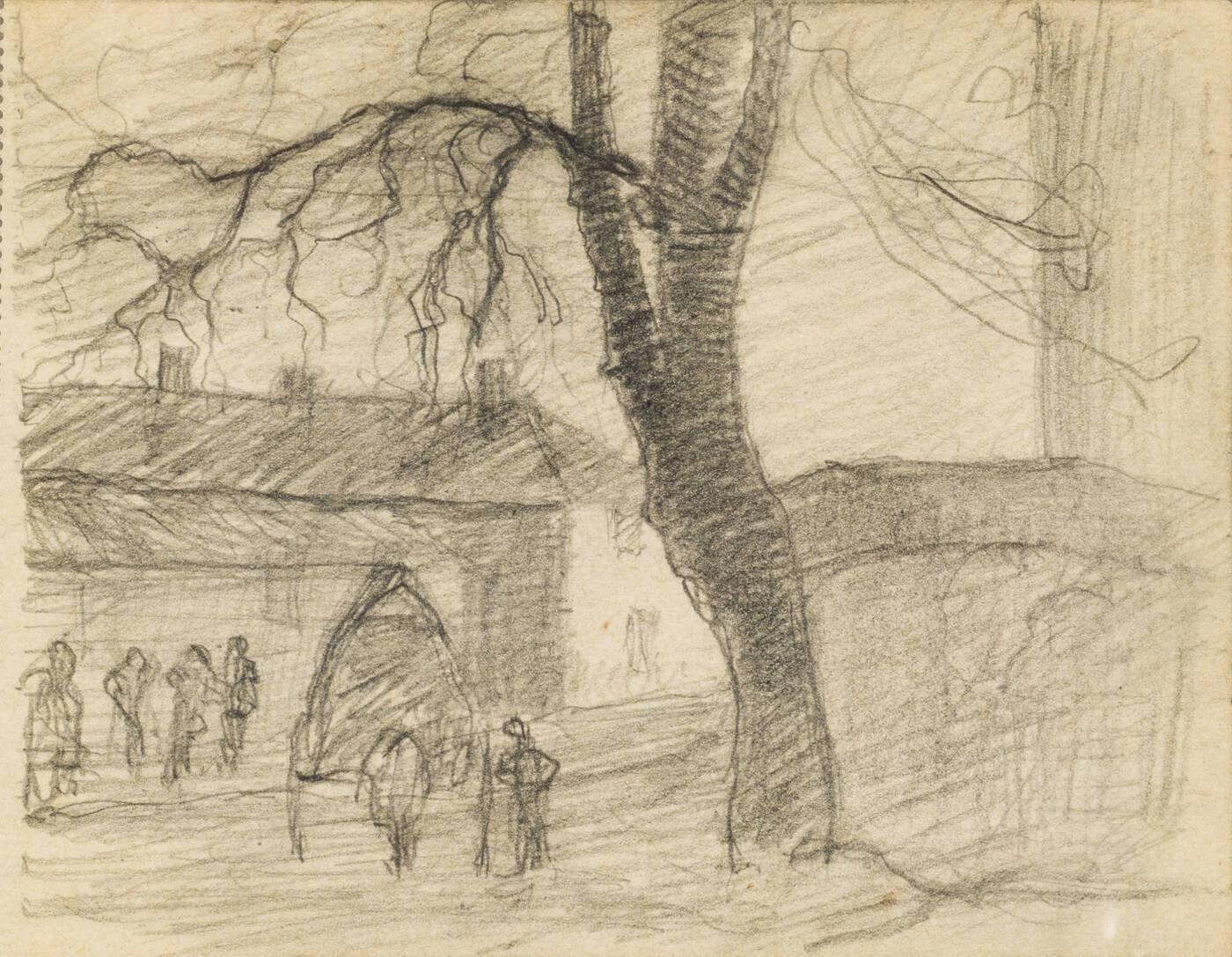 CAMILLO RHO - 'Grande albero con case e figurine'