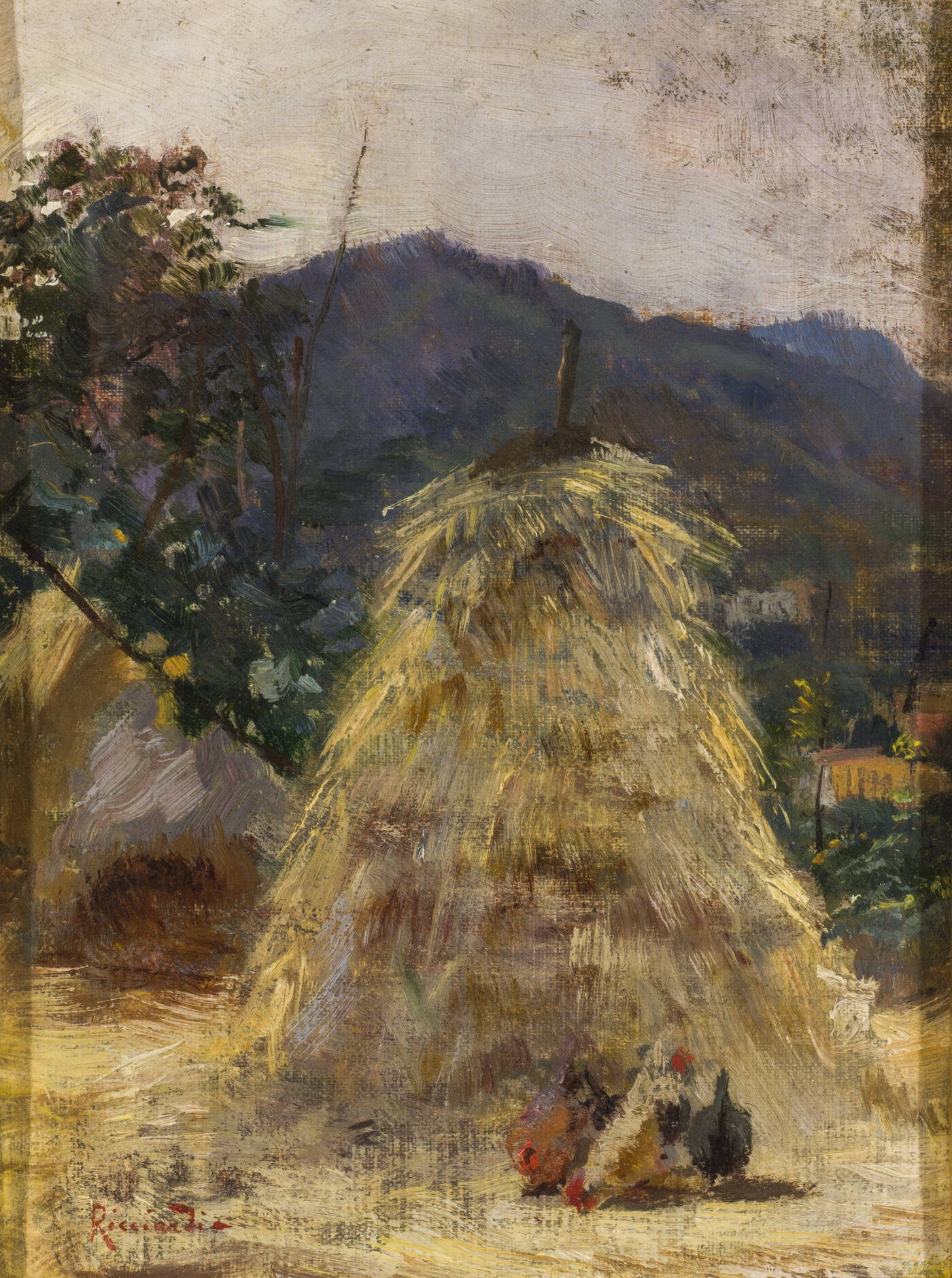 OSCAR RICCIARDI - 'Fienile con galline'