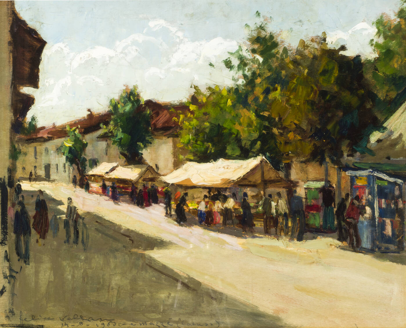 FELICE VELLAN - 'Giorno di mercato a Mazzé (Caluso)' 14/8/1960