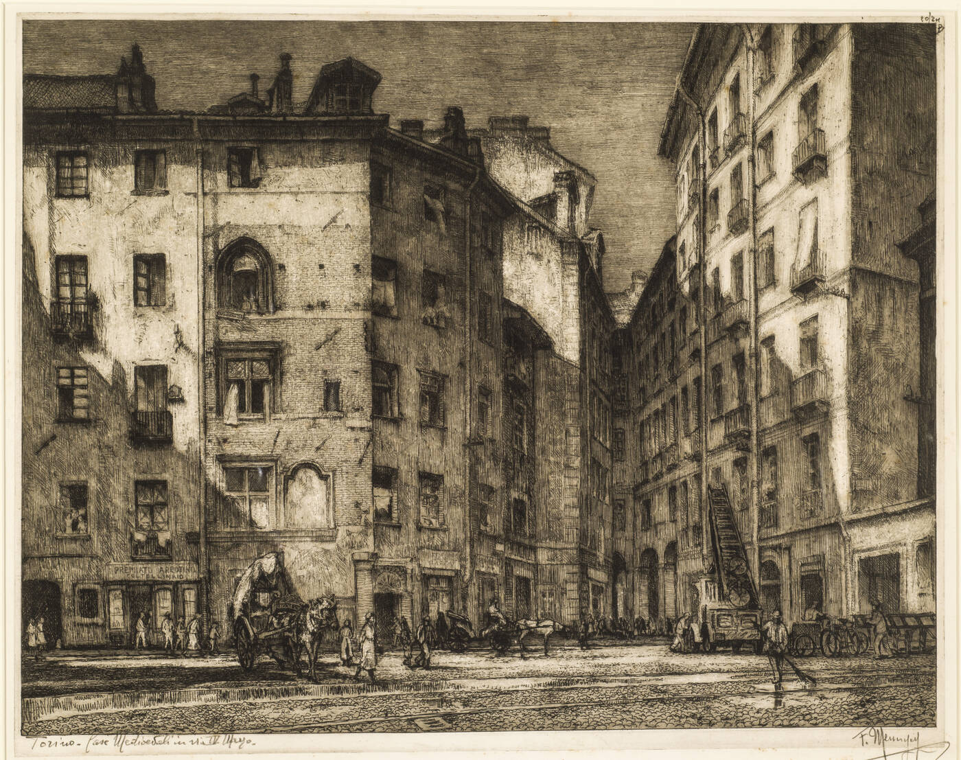 FRANCESCO MENNYEY - 'Torino - Case medioevali in via IV marzo'