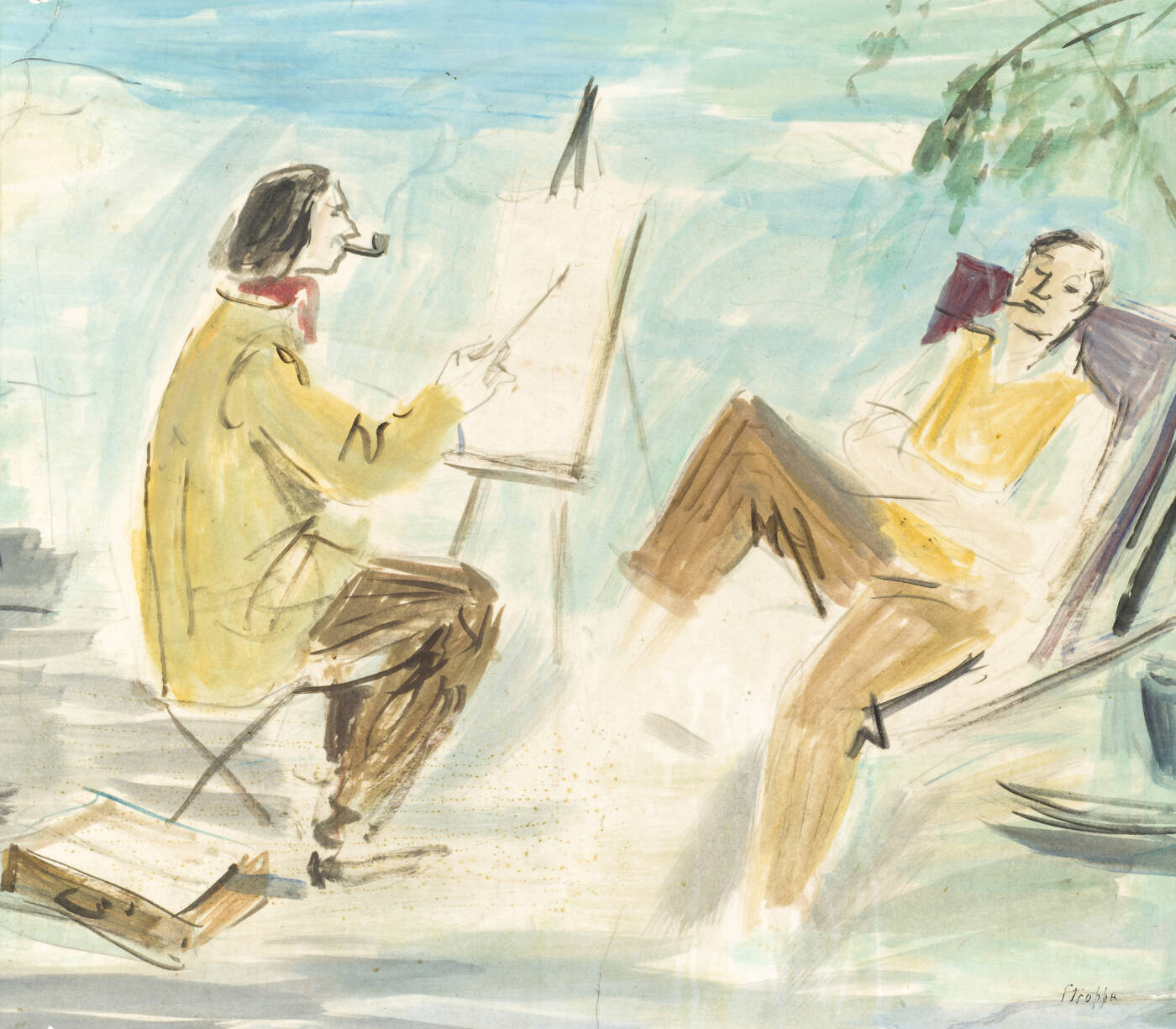 LEONARDO STROPPA - 'Il pittore e il suo modello' 1953