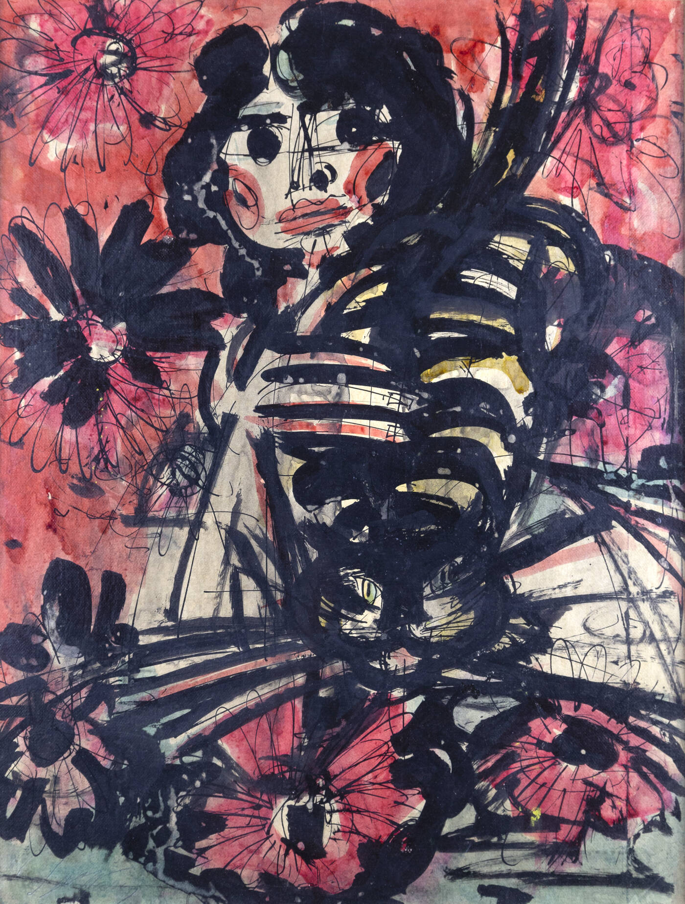 LUIGI SPAZZAPAN - 'Donna con gatto'