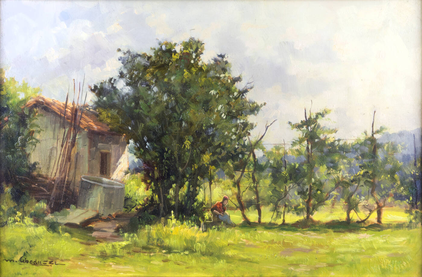 MARIO GHEDUZZI - 'Paesaggio con figura'