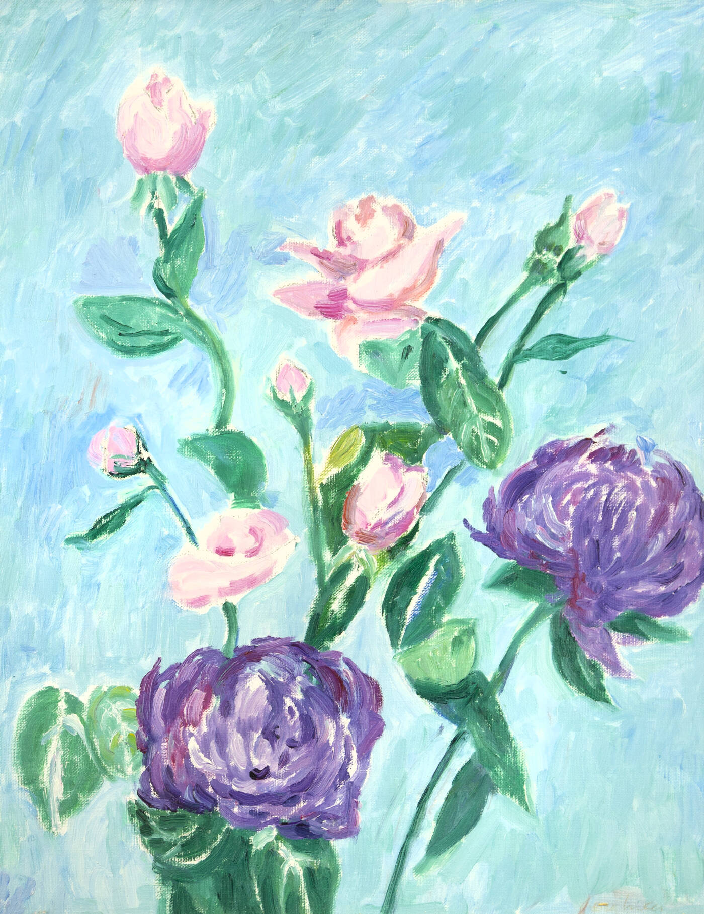 ENRICO PAULUCCI - 'Rose su fondo celeste' anni '980