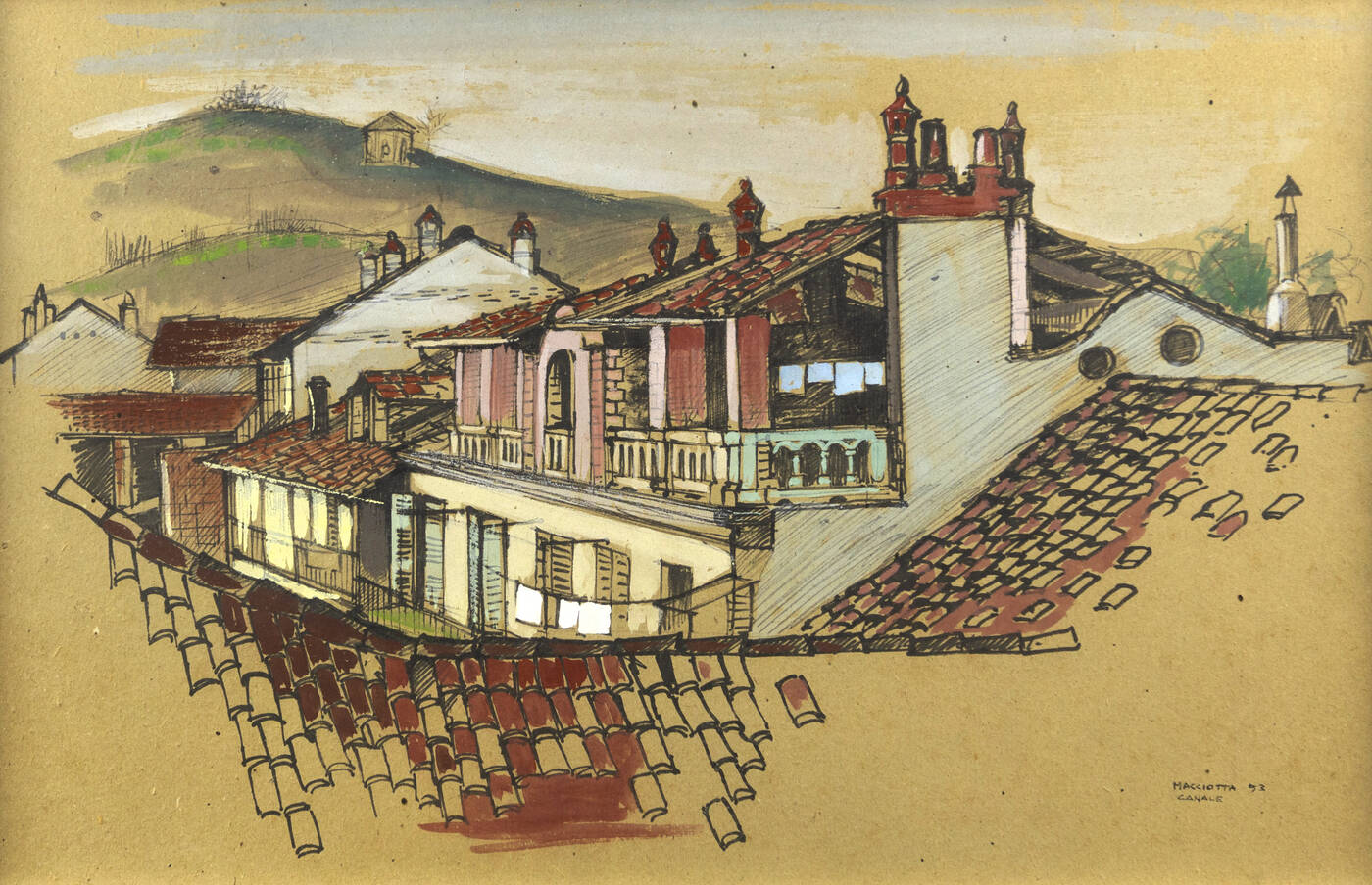 GIOVANNI MACCIOTTA - 'Tetti di Canale d'Alba' Canale 1953