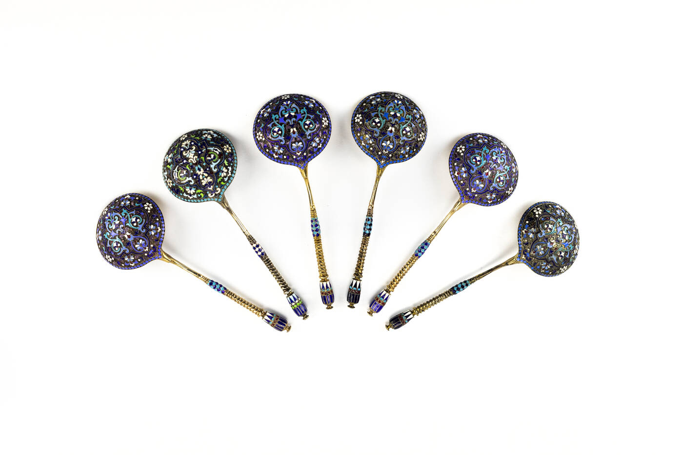 GRUPPO DI SEI CUCCHIAI IN ARGENTO VERMEIL