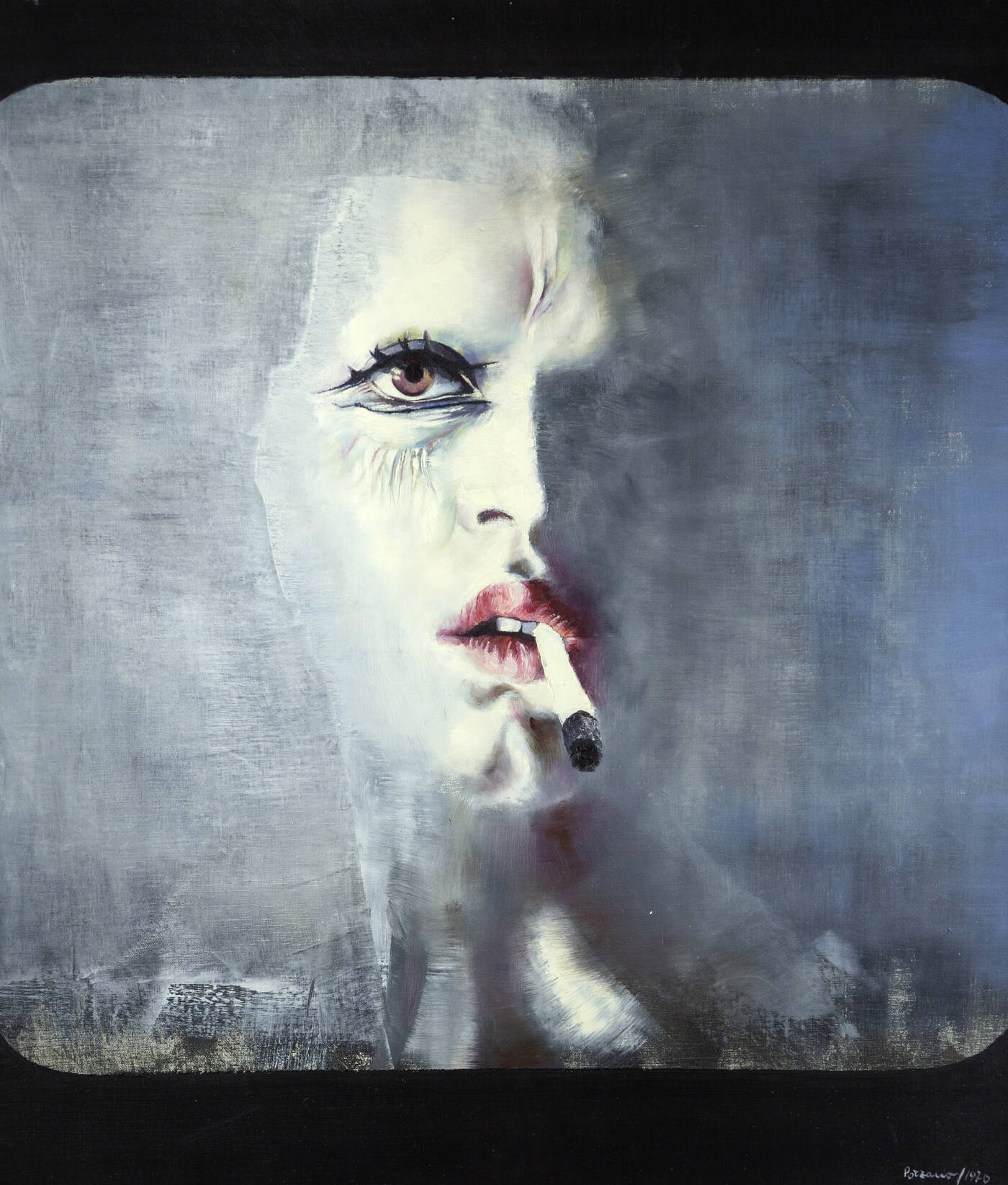 GIACOMO PORZANO - 'Schermo. Figura con sigaretta' 1970