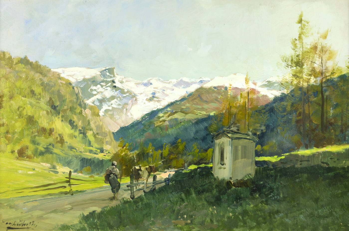 CESARE GHEDUZZI - 'La strada verso il Rosa (Champoluc-St. Jacques)' 1930-35