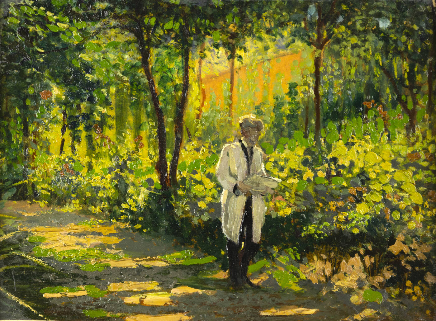 GIOVANNI GUARLOTTI - 'Il pittore Giuseppe Bosio nel giardino di Villa Guarlotti a Torino' 1932