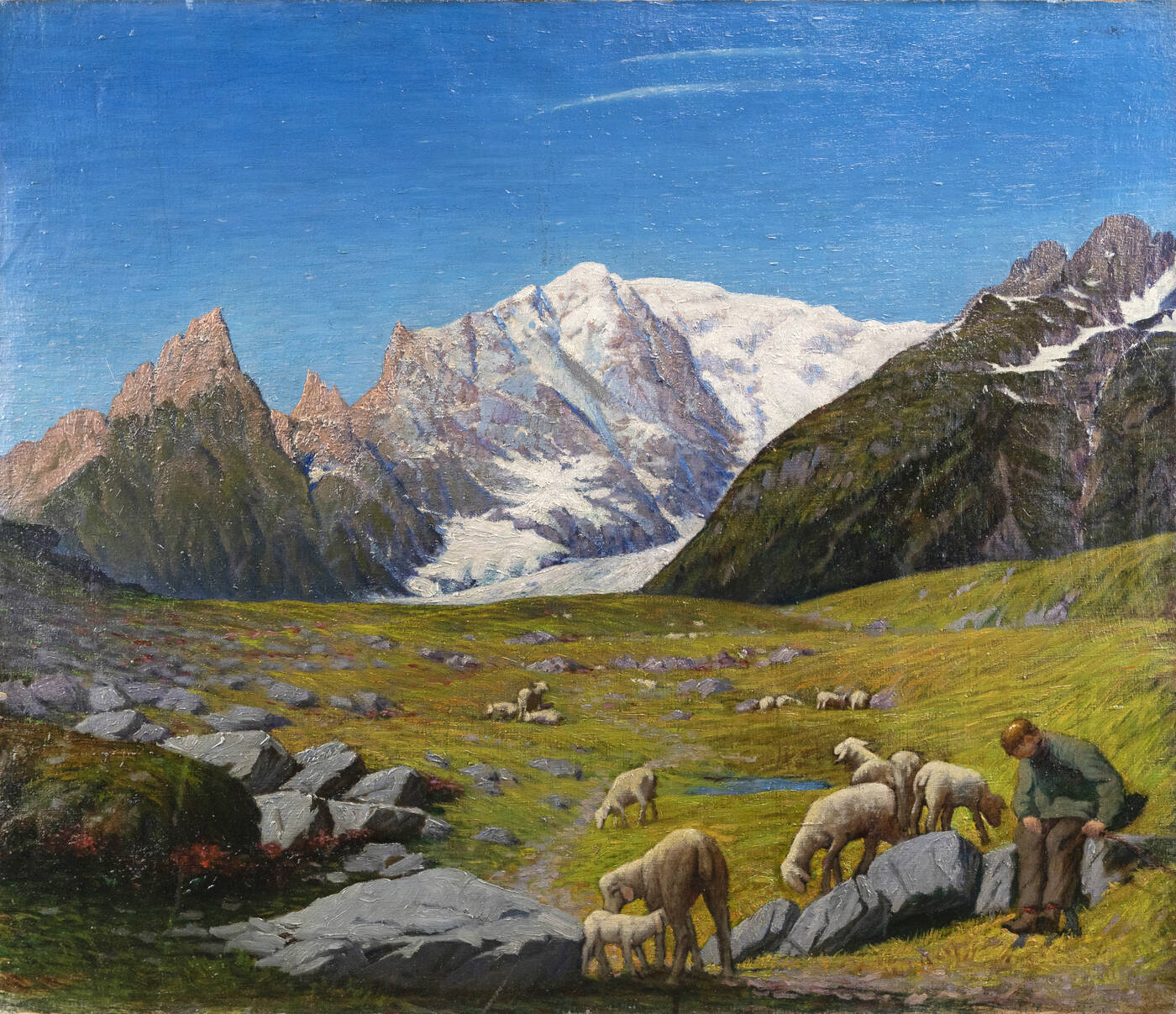 PITTORE ANONIMO DEL XIX SECOLO - 'Pascolo in alta montagna' 1890 circa