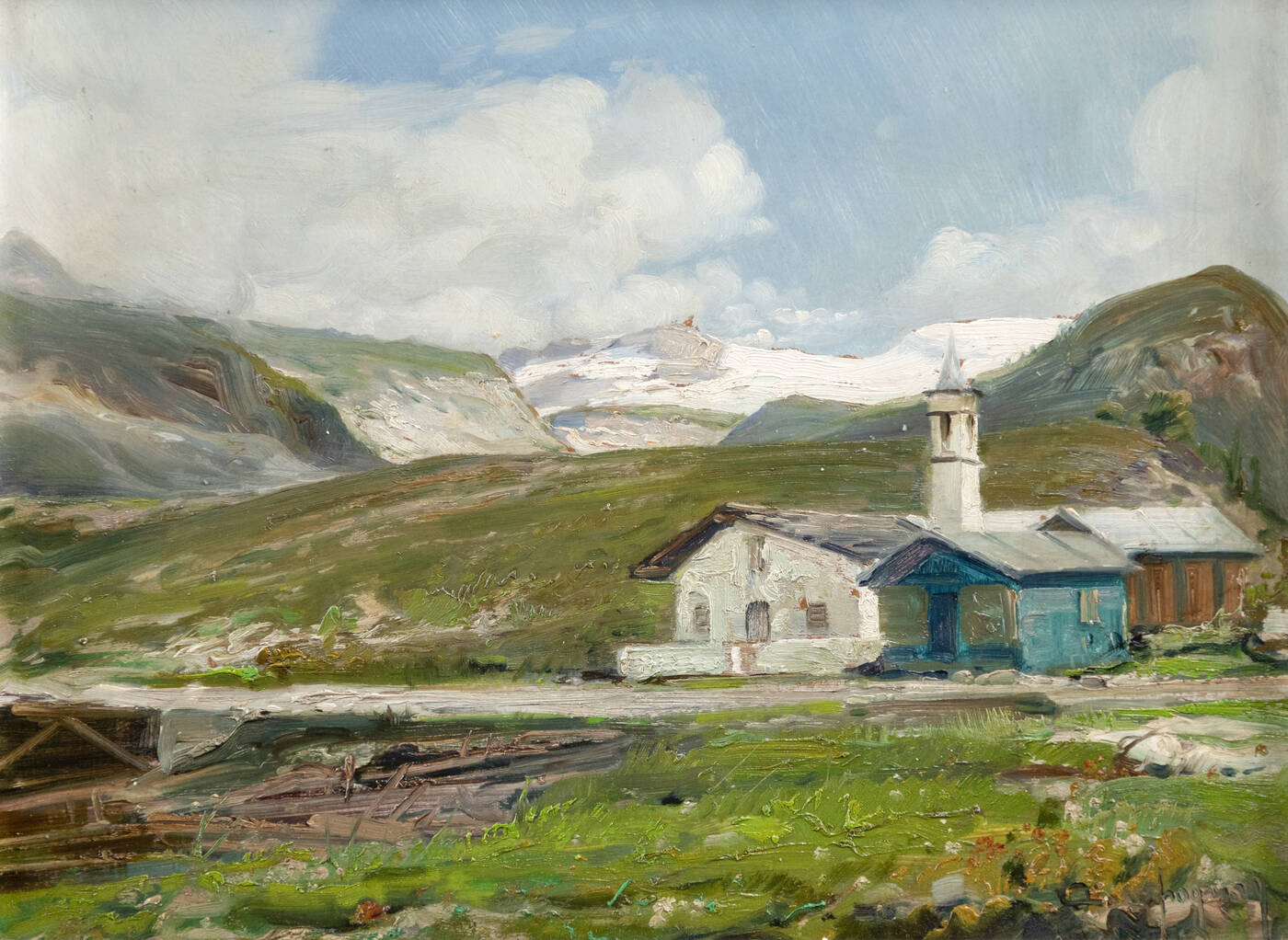 OTTORINO CAMPAGNARI - 'Cervinia - Chiesetta degli Eremiti' anni '950