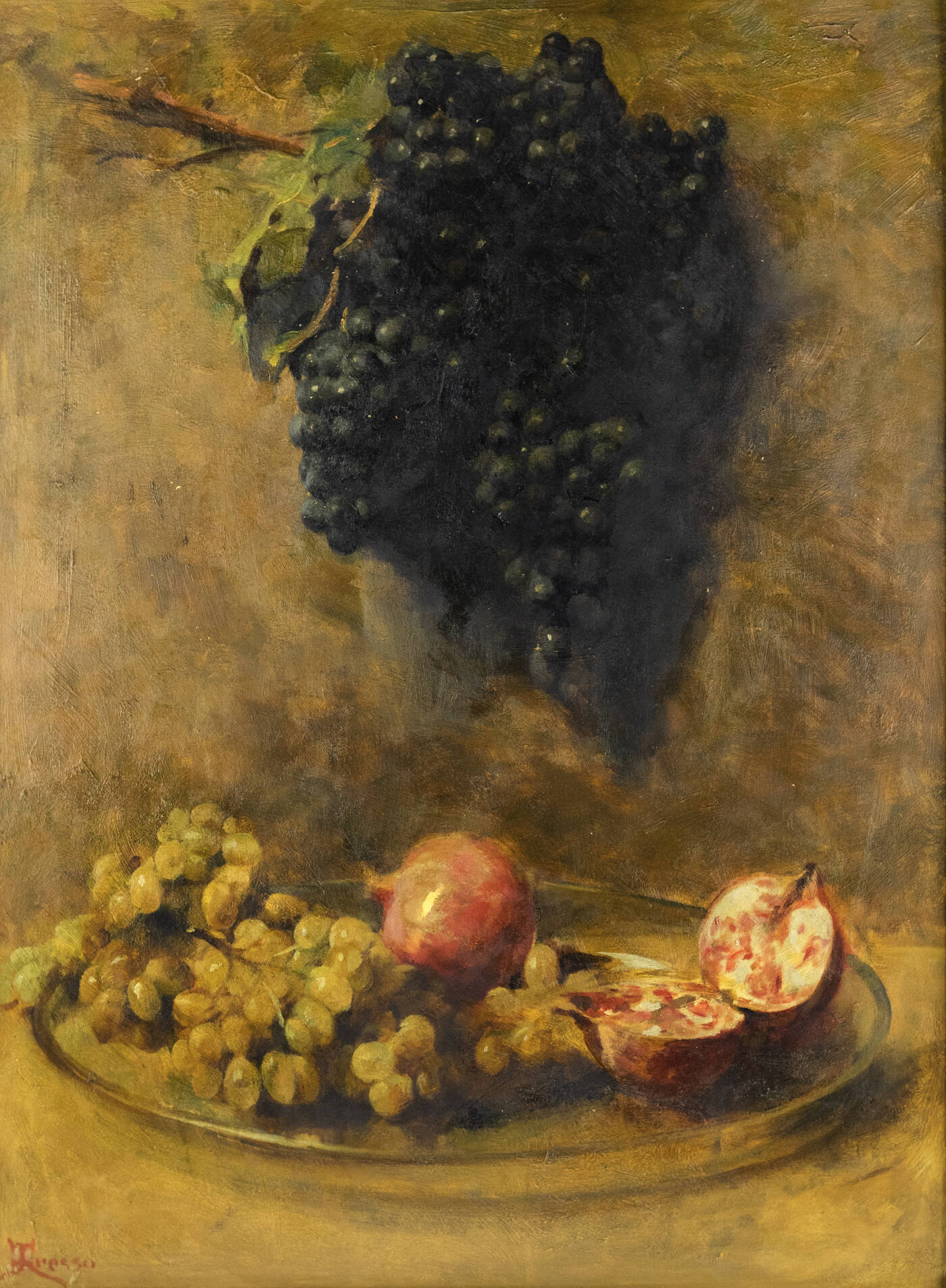 GIACOMO GROSSO - 'Natura morta con uva e melagrane' 