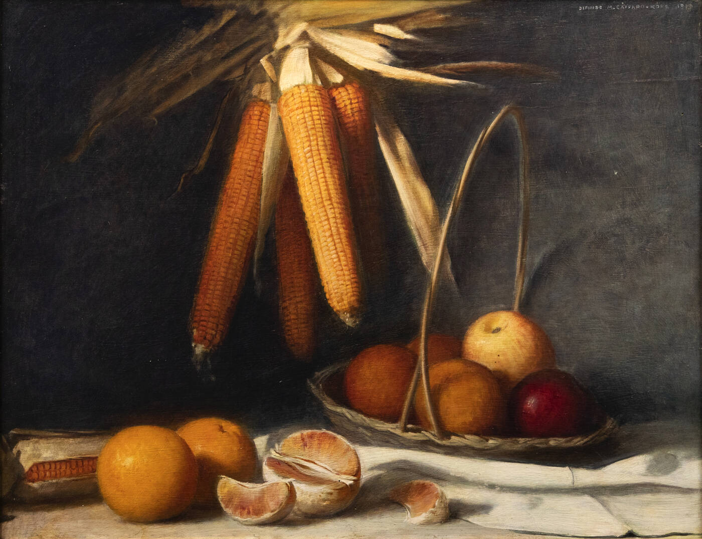 MARIO CAFFARO RORE - 'Natura morta con mele, arance e pannocchie' 1946
