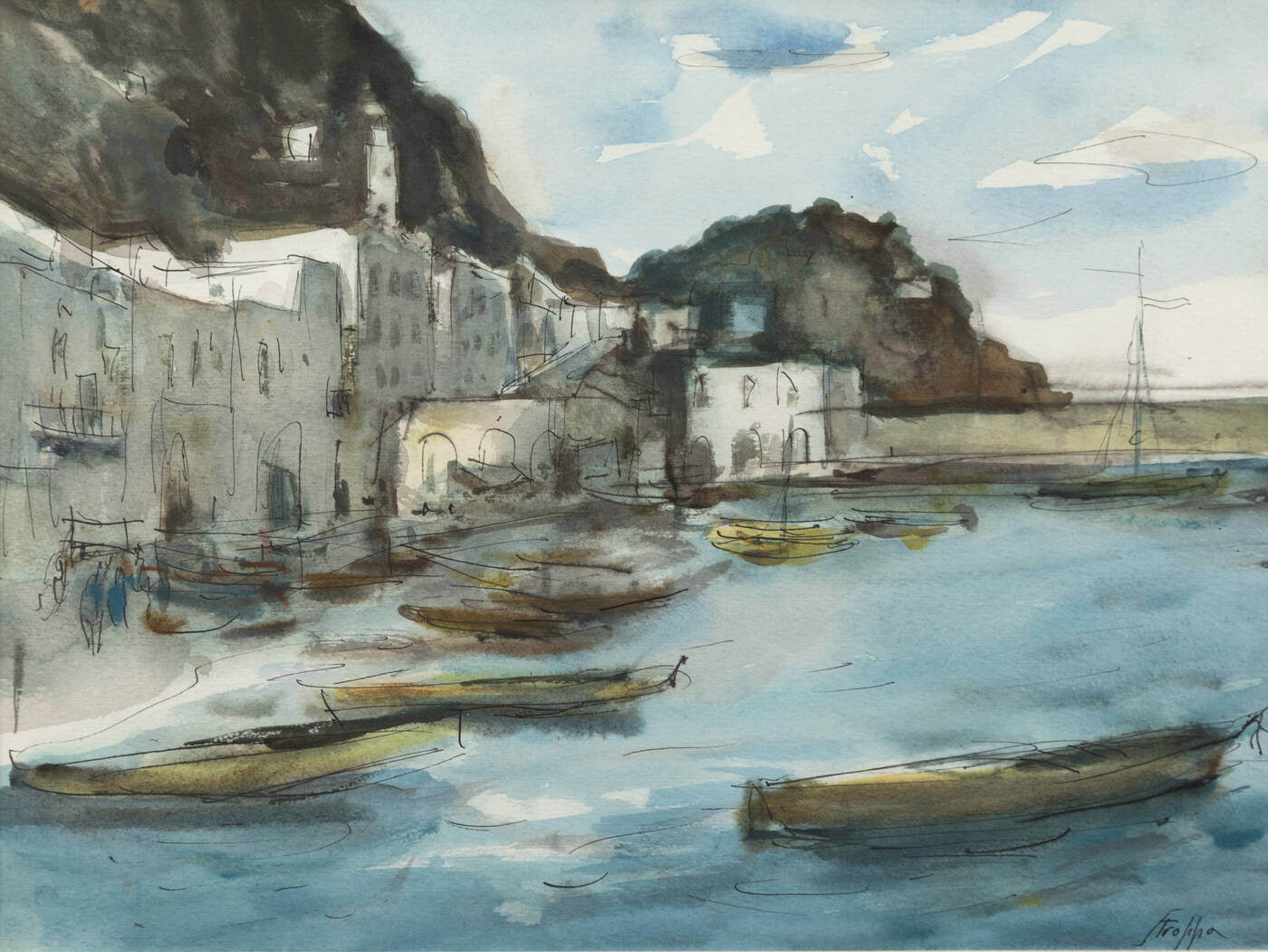 LEONARDO STROPPA - 'Veduta del porticciolo'