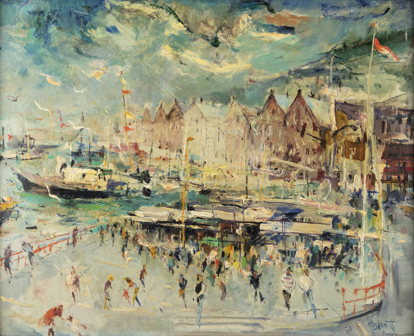 MICHELE BARETTA - 'Mercato del pesce a Bergen' 1973