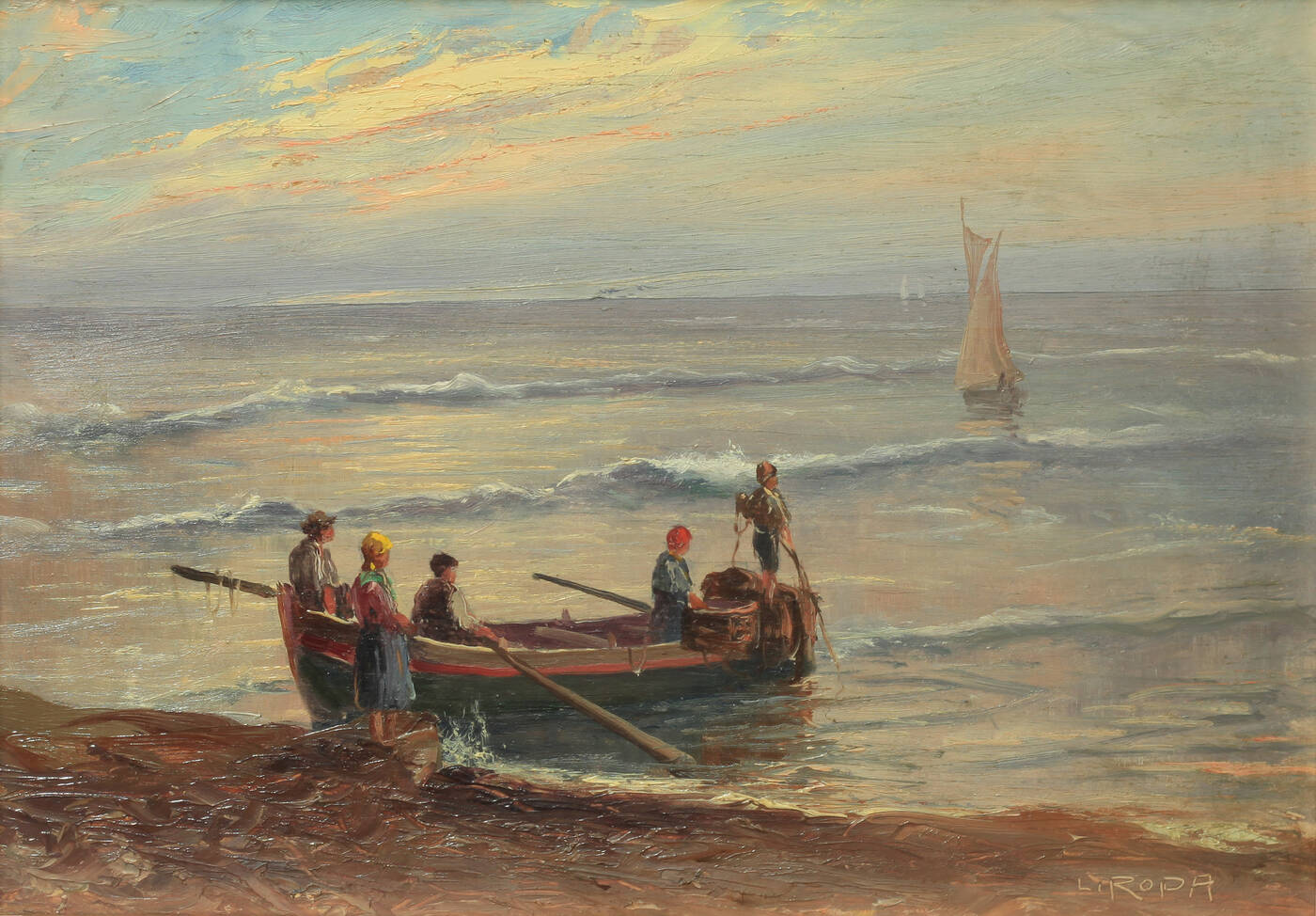 LEONARDO RODA - 'Pescatori in riva al mare'