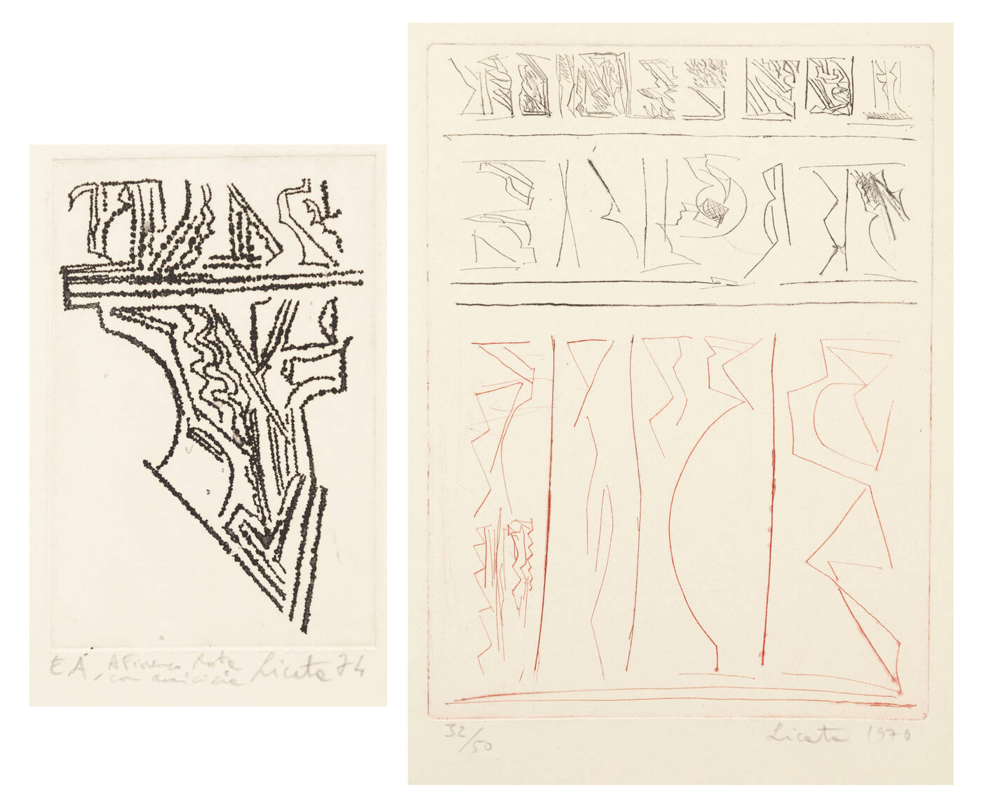 RICCARDO LICATA - a.'Senza titolo' 1978<br>b.'Senza titolo' 1974