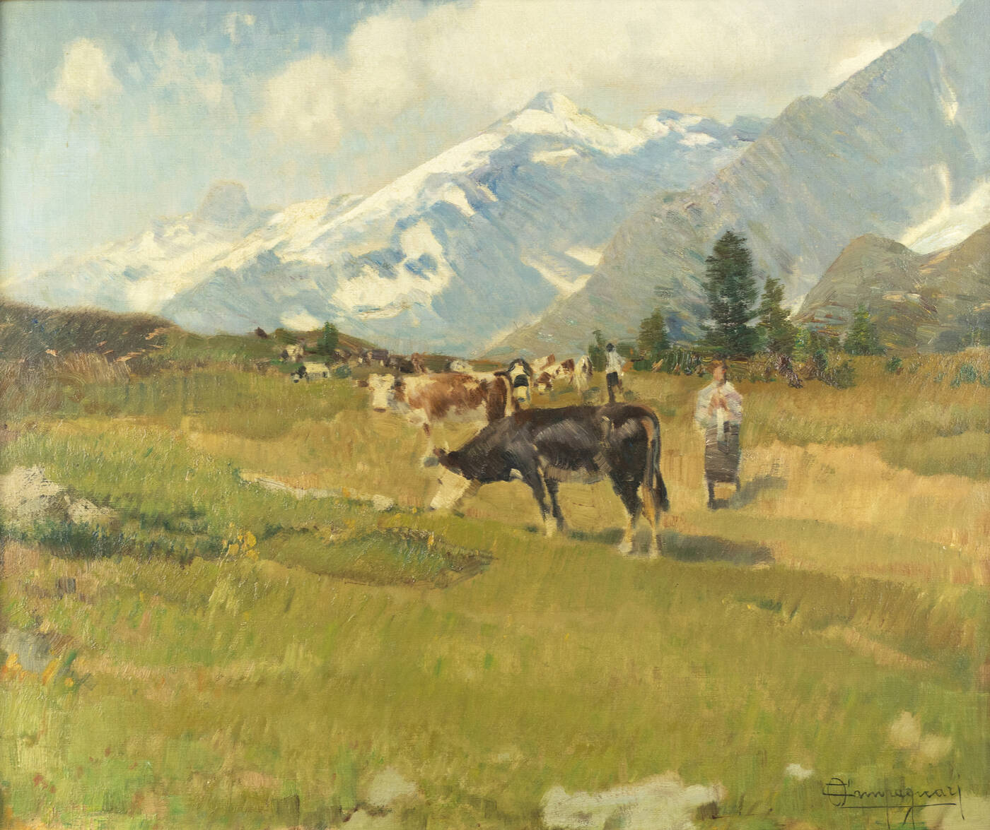 OTTORINO CAMPAGNARI - 'Pascolo nell'alta Val Venù'