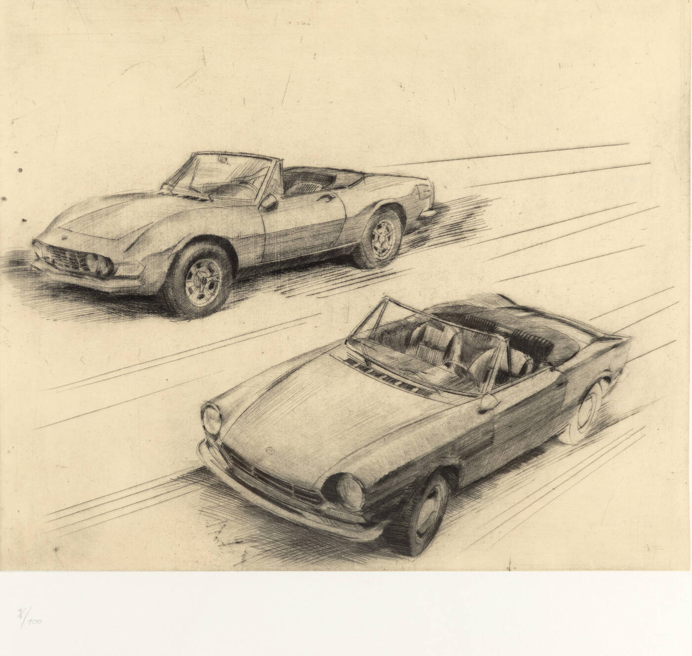 MARIO CALANDRI - 'Senza titolo (due automobili)' 1967