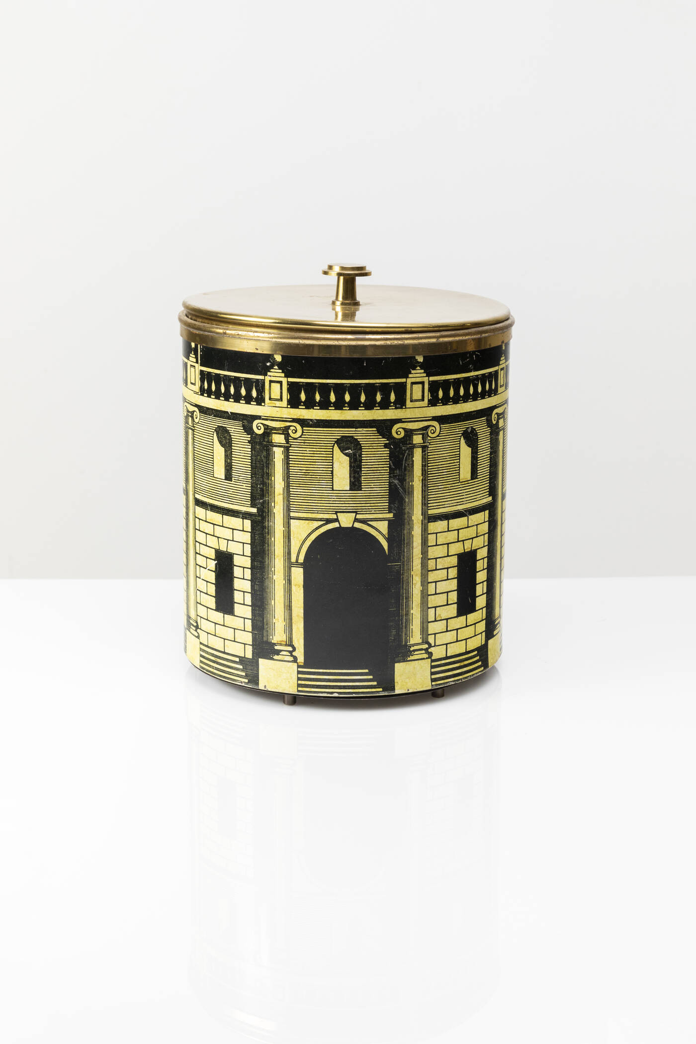 PIERO FORNASETTI - Cestino gettacarte della serie Casa con colonne