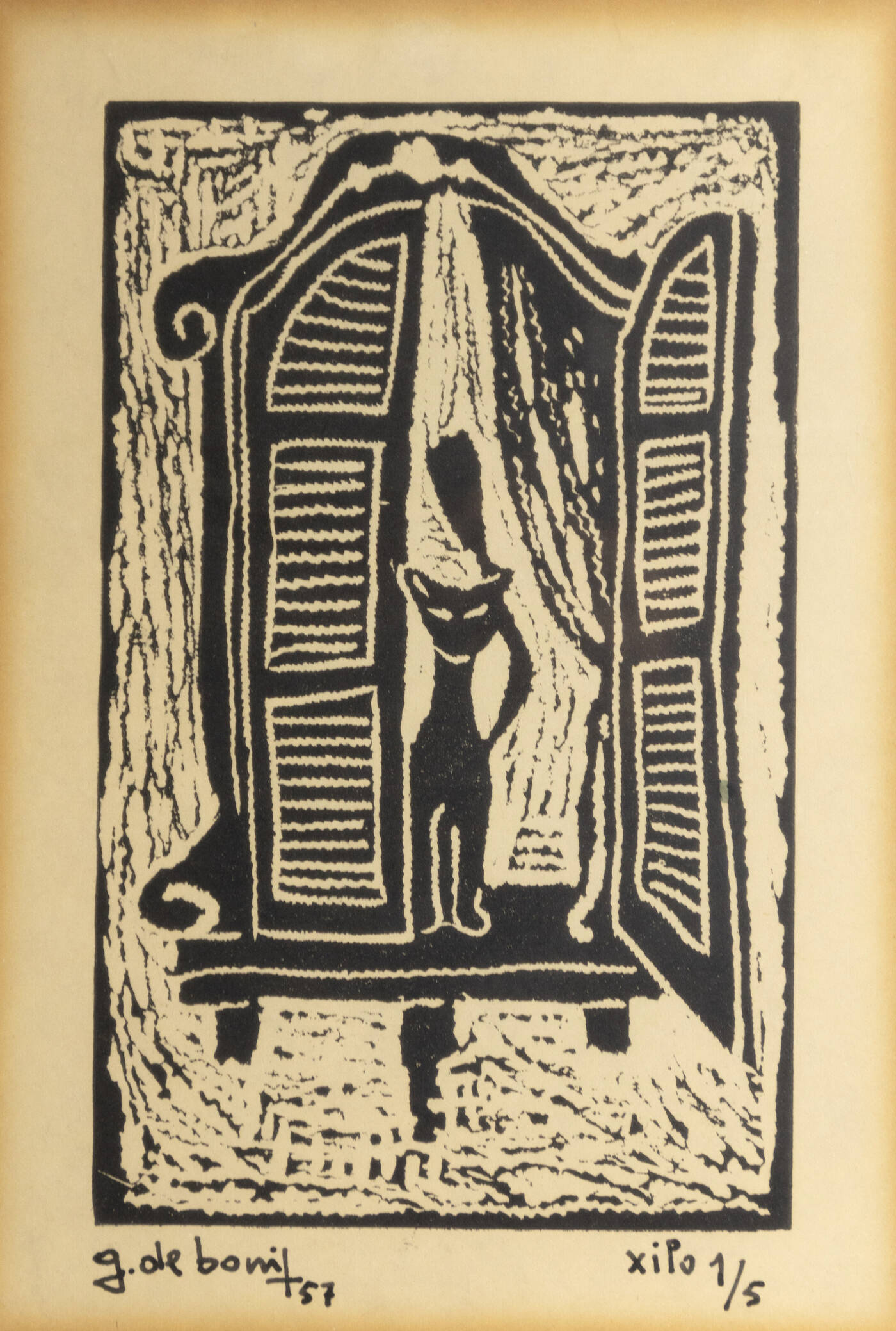 GUIDO DE BONIS - 'Gatto alla finestra' 1957