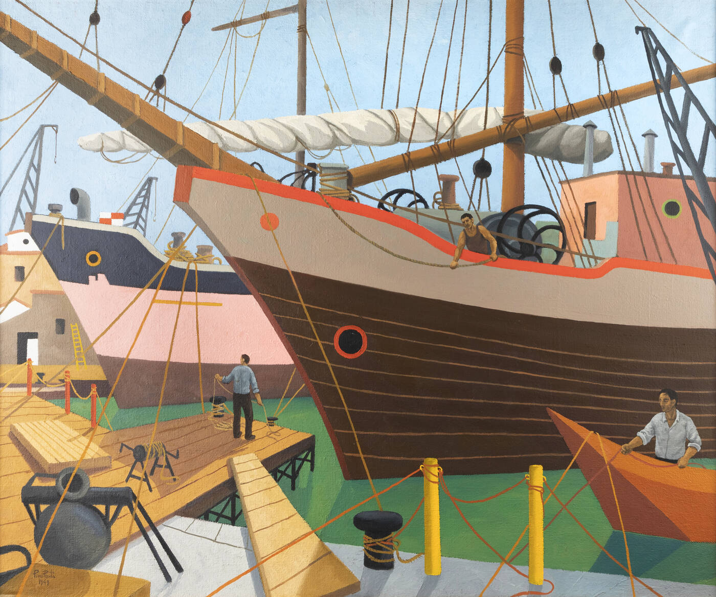 PINO PONTI - 'Navi nel porto' 1943