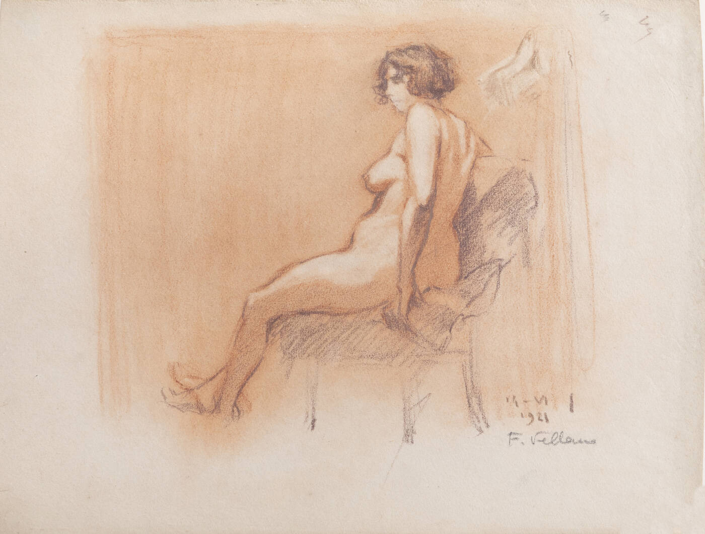 FELICE VELLAN - 'Nuda seduta' 14/VI/1921